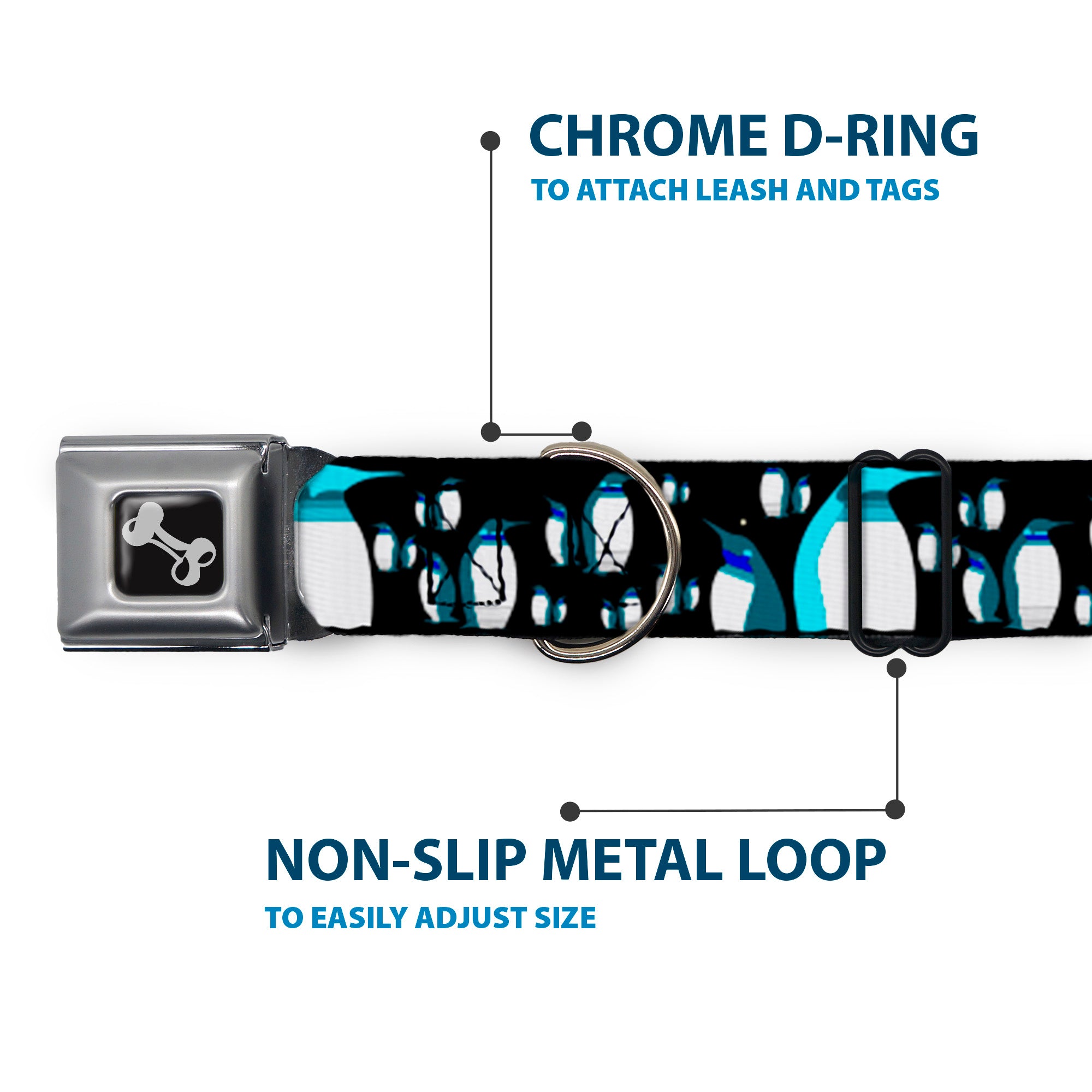 Dog Bone Seatbelt Buckle Collar - Emperor Penguins Gray/Blues Seatbelt Buckle Collars Buckle-Down