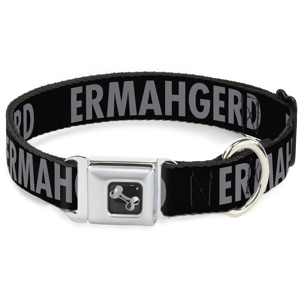 Dog Bone Seatbelt Buckle Collar - ERMAHGERD! Black/Gray Seatbelt Buckle Collars Buckle-Down