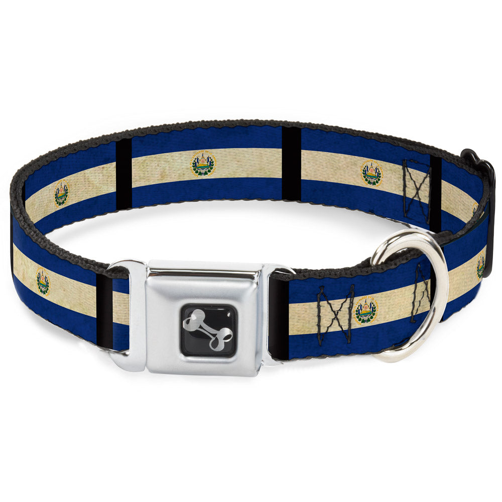 Dog Bone Seatbelt Buckle Collar - El Salvador Flag/Black Seatbelt Buckle Collars Buckle-Down