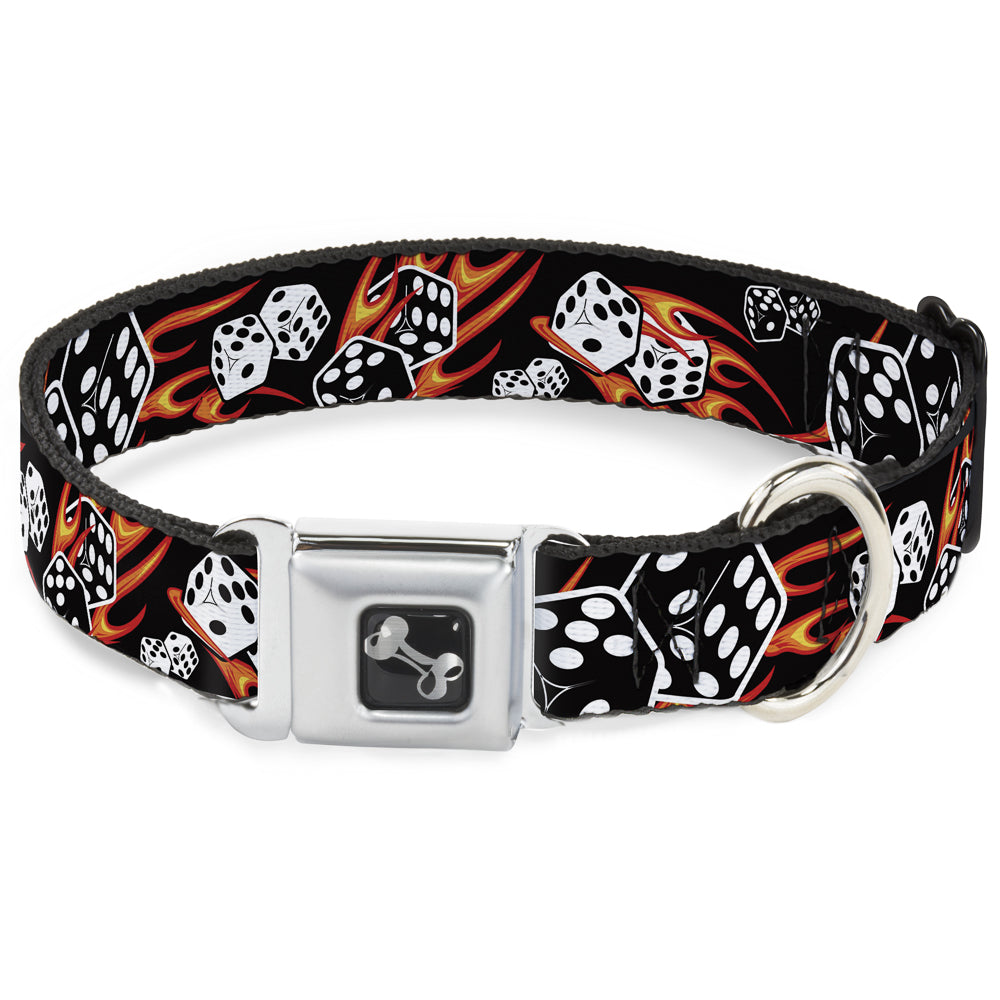 Dog Bone Seatbelt Buckle Collar - Flaming Dice Seatbelt Buckle Collars Buckle-Down