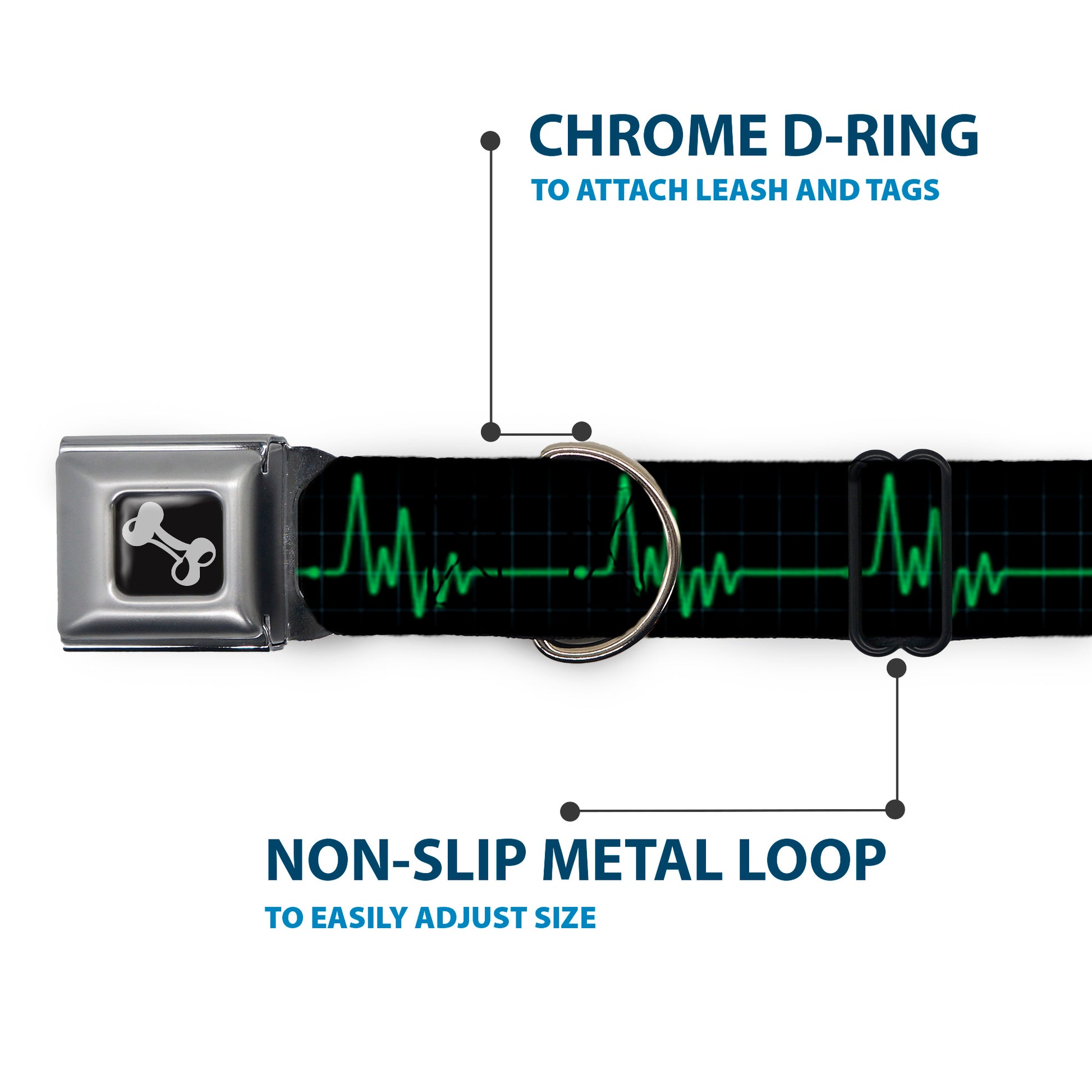 Dog Bone Seatbelt Buckle Collar - Flatline Seatbelt Buckle Collars Buckle-Down