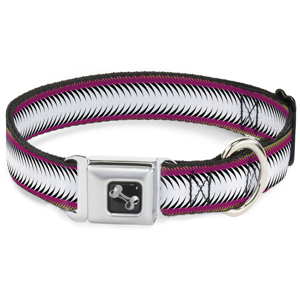 Dog Bone Seatbelt Buckle Collar - Fish Tail Fuchsia/Black/White Seatbelt Buckle Collars Buckle-Down