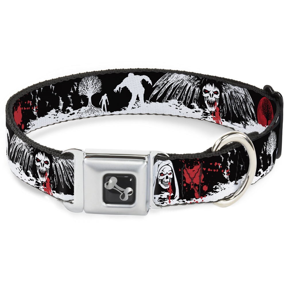 Dog Bone Seatbelt Buckle Collar - Fright Night Black/White/Red Seatbelt Buckle Collars Buckle-Down