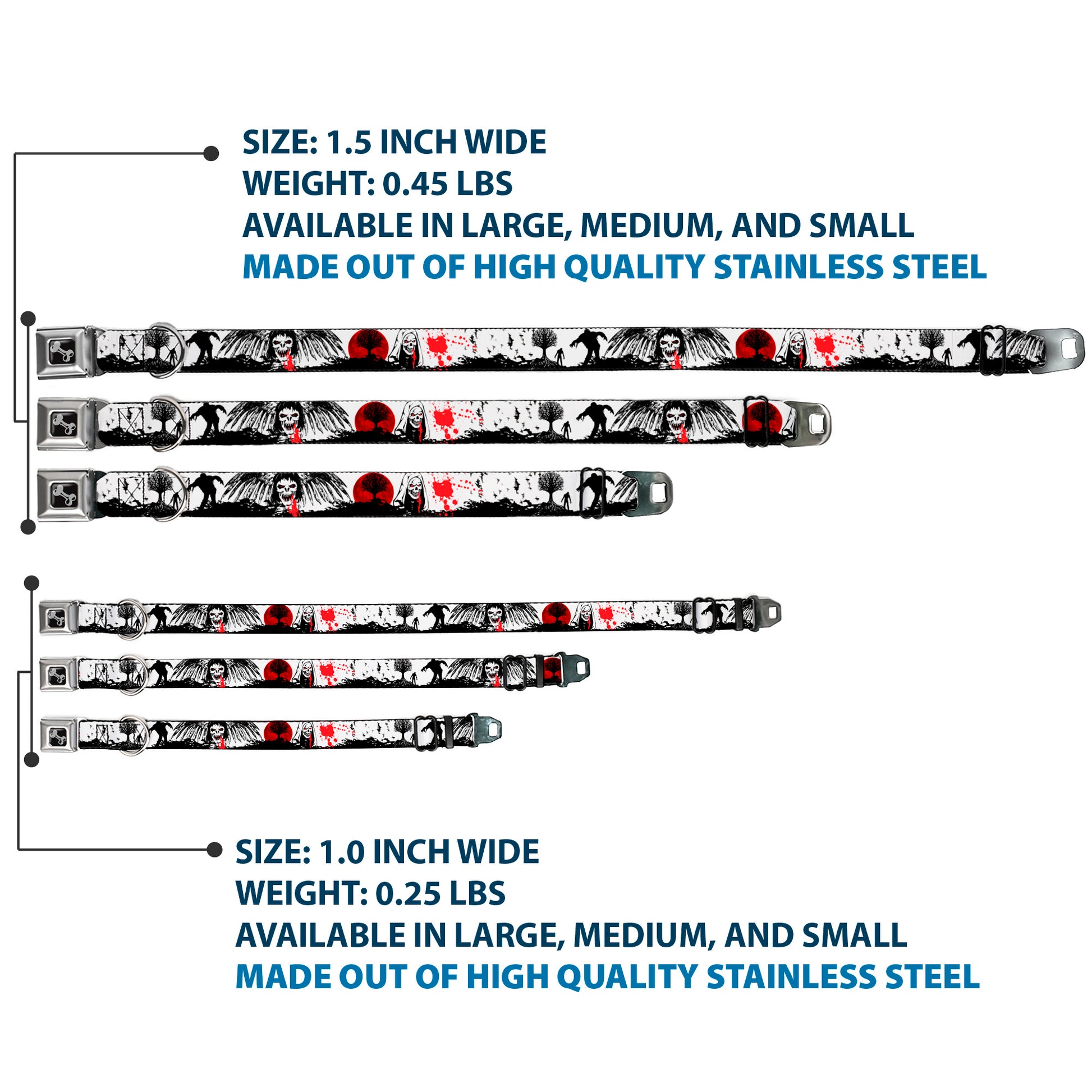 Dog Bone Seatbelt Buckle Collar - Fright Night White/Black/Red Seatbelt Buckle Collars Buckle-Down