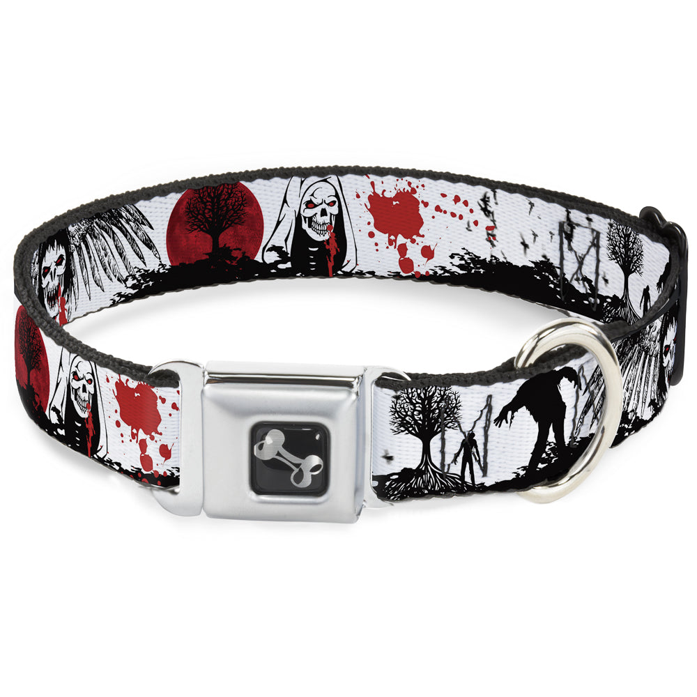 Dog Bone Seatbelt Buckle Collar - Fright Night White/Black/Red Seatbelt Buckle Collars Buckle-Down