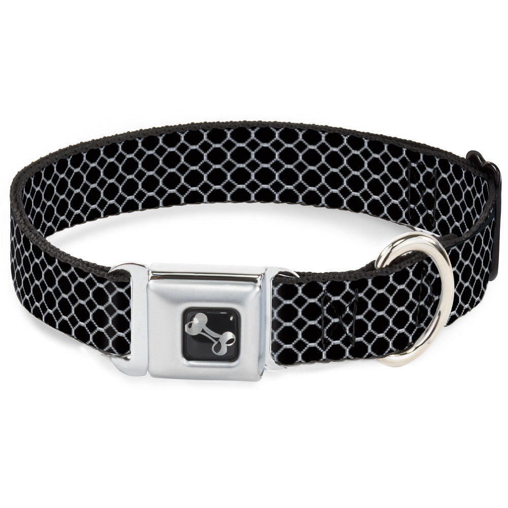Dog Bone Seatbelt Buckle Collar - Fishnet Stocking Black/White Seatbelt Buckle Collars Buckle-Down