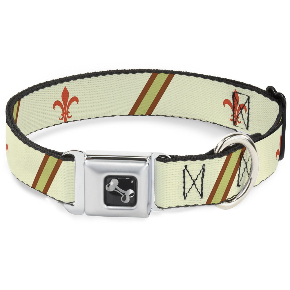 Dog Bone Seatbelt Buckle Collar - Fleur-de-Lis2 Stripes Tan/Orange/Brown/Green Seatbelt Buckle Collars Buckle-Down