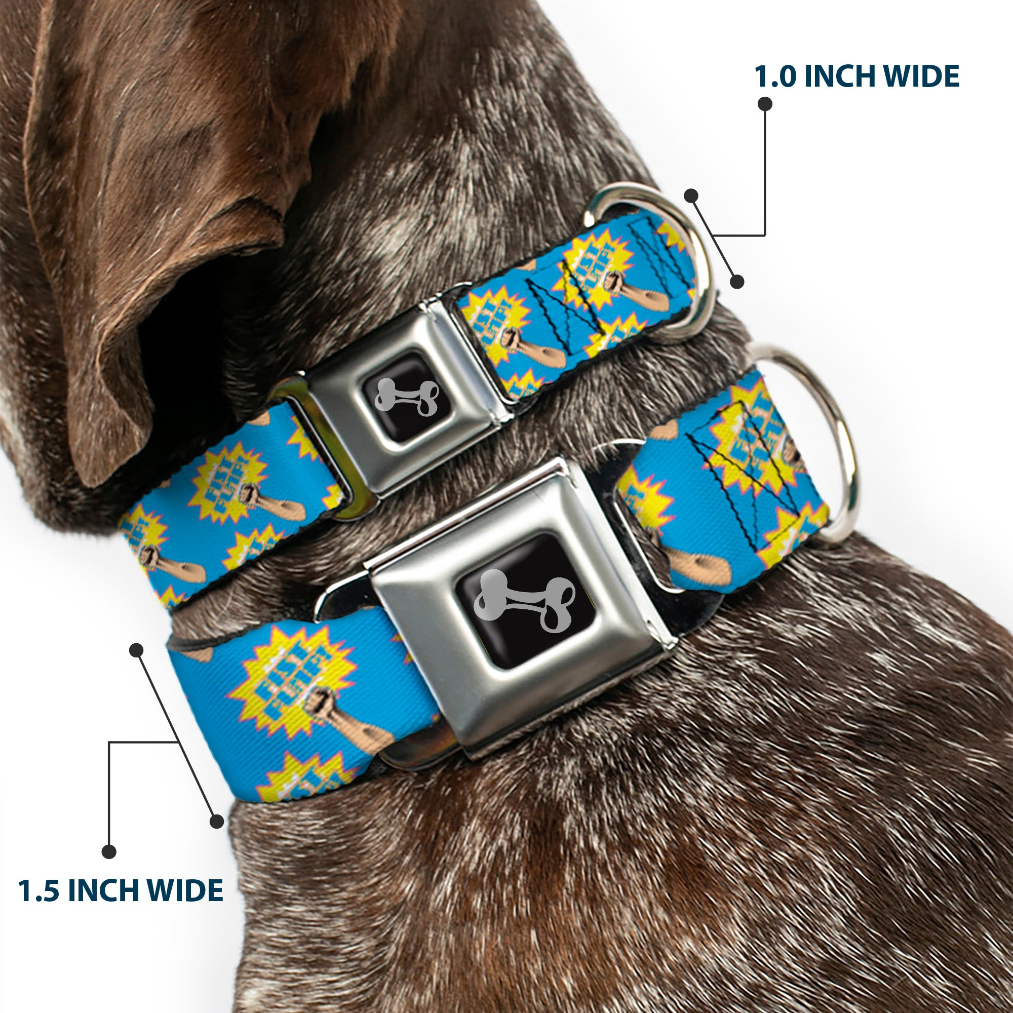 Dog Bone Seatbelt Buckle Collar - Fist Pump Baby Blue/Yellow Seatbelt Buckle Collars Buckle-Down