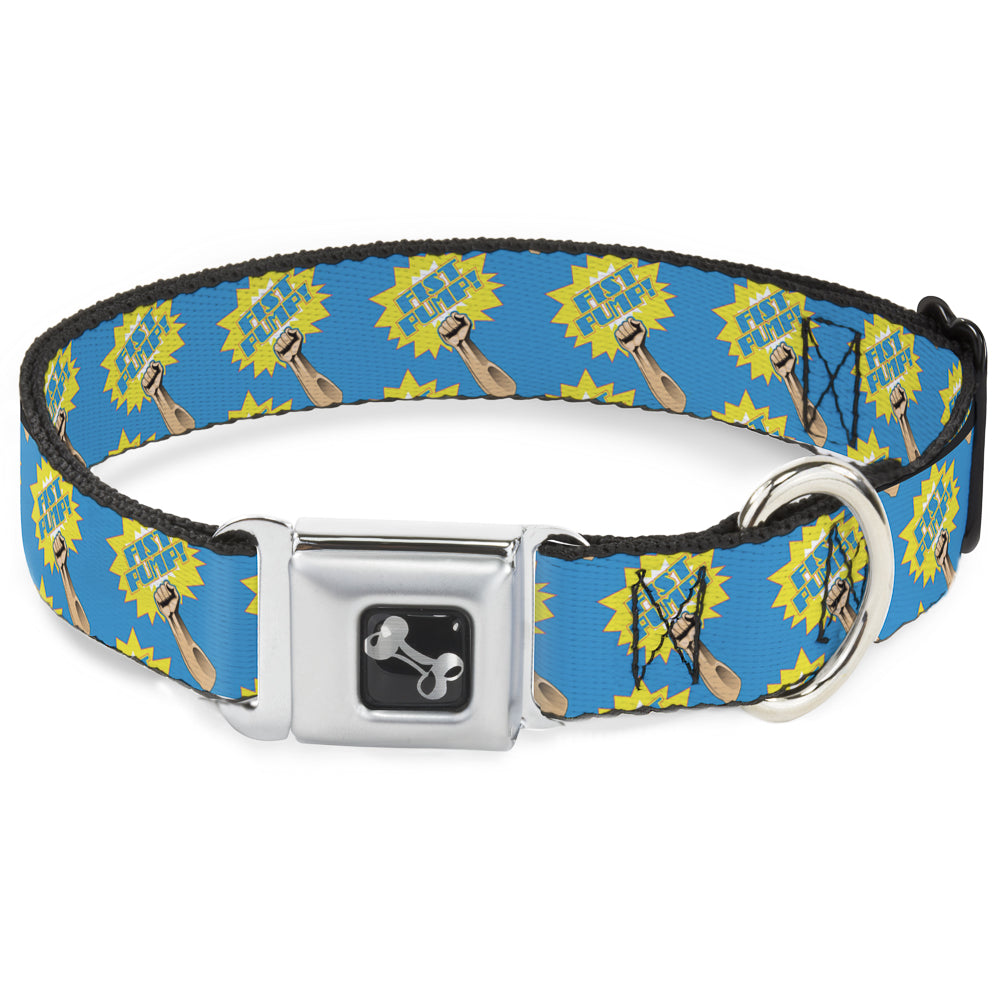 Dog Bone Seatbelt Buckle Collar - Fist Pump Baby Blue/Yellow Seatbelt Buckle Collars Buckle-Down