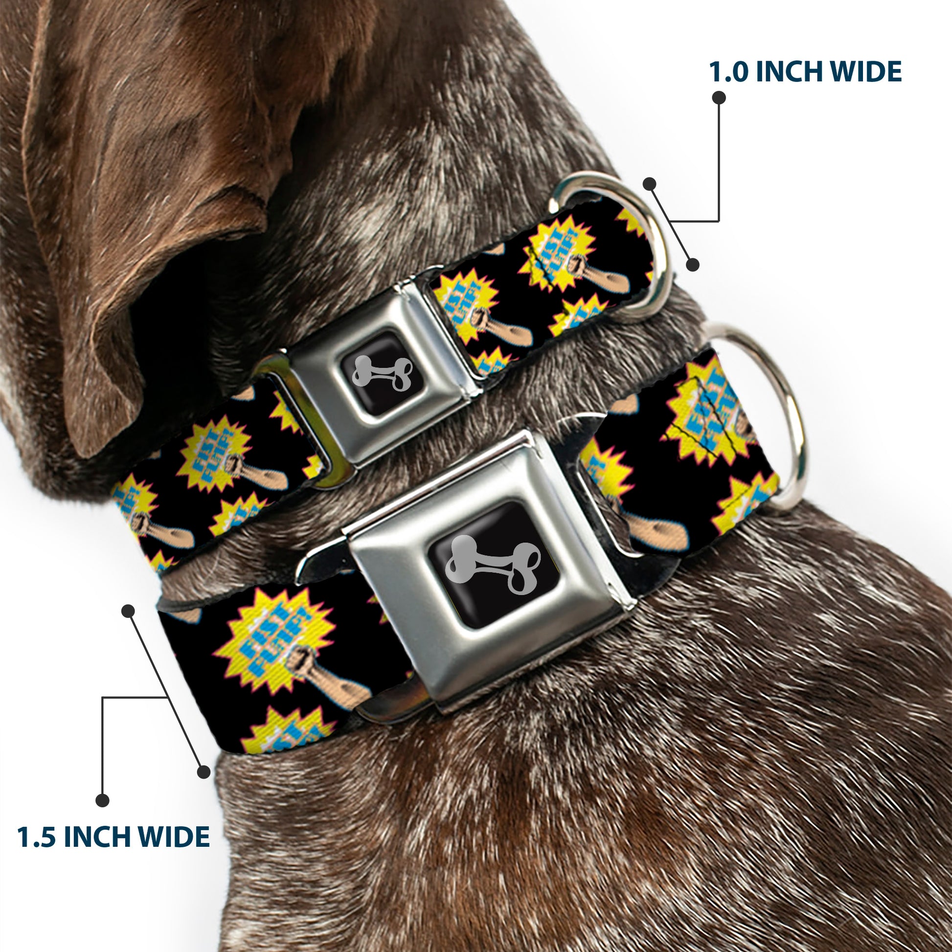 Dog Bone Seatbelt Buckle Collar - Fist Pump Black/Yellow Seatbelt Buckle Collars Buckle-Down