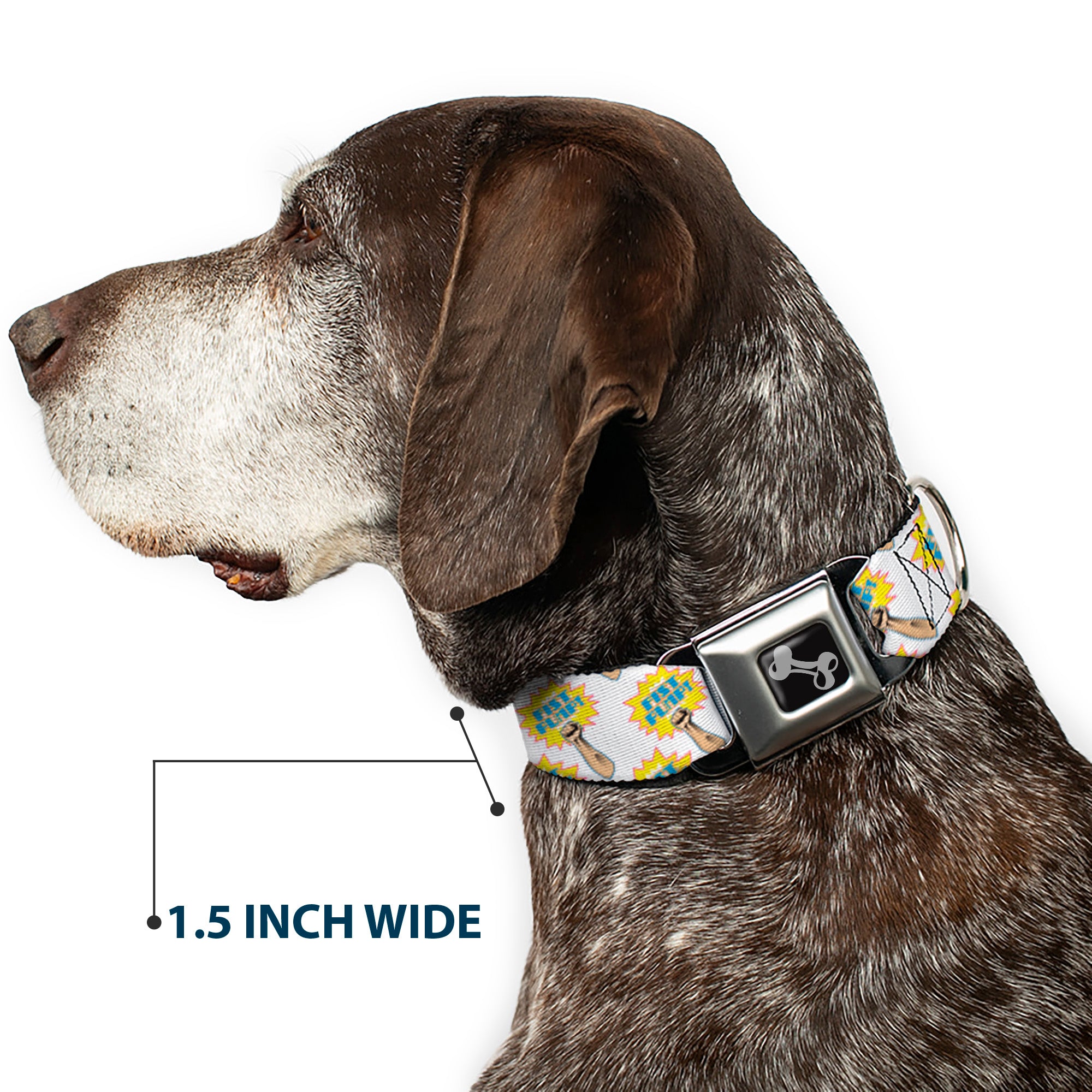 Dog Bone Seatbelt Buckle Collar - Fist Pump White/Yellow Seatbelt Buckle Collars Buckle-Down