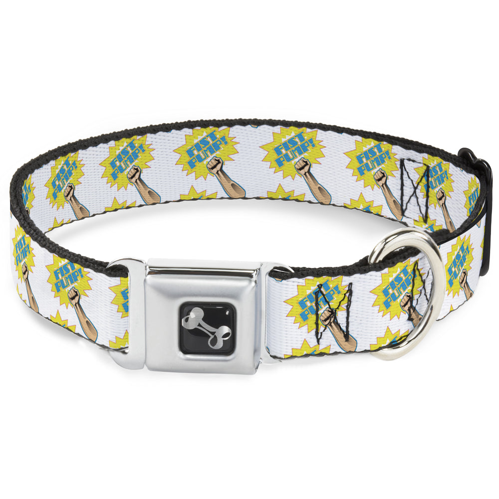 Dog Bone Seatbelt Buckle Collar - Fist Pump White/Yellow Seatbelt Buckle Collars Buckle-Down