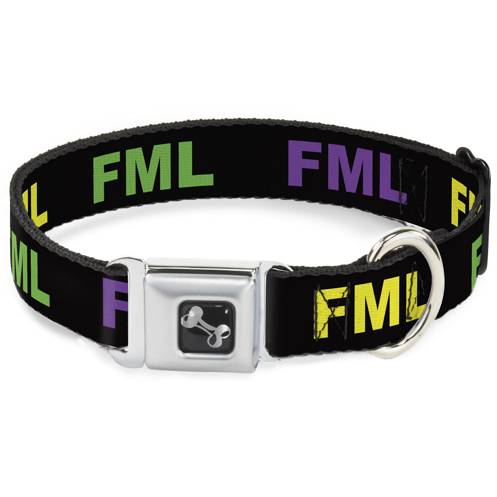 Buckle-Down Seatbelt Buckle Dog Collar - FML Black/Yellow/Green/Purple Seatbelt Buckle Collars Buckle-Down