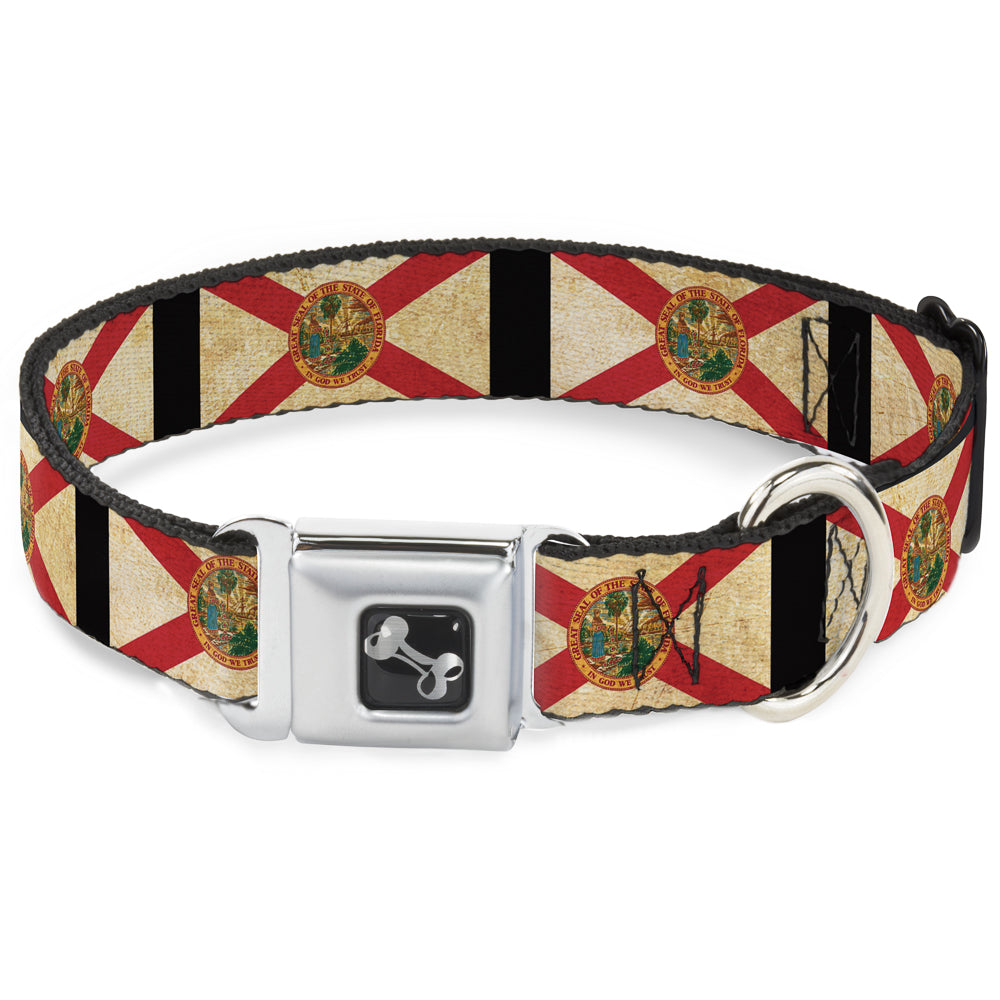 Dog Bone Seatbelt Buckle Collar - Florida Flags/Black Seatbelt Buckle Collars Buckle-Down