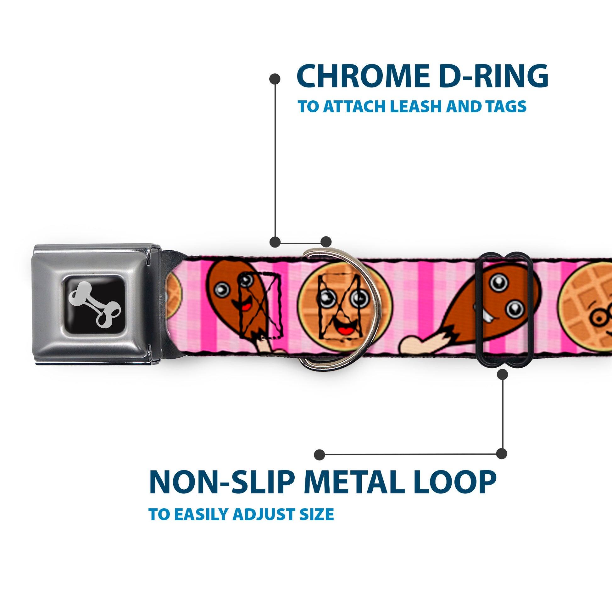 Dog Bone Seatbelt Buckle Collar - Fried Chicken & Waffles Plaid Pinks Seatbelt Buckle Collars Buckle-Down
