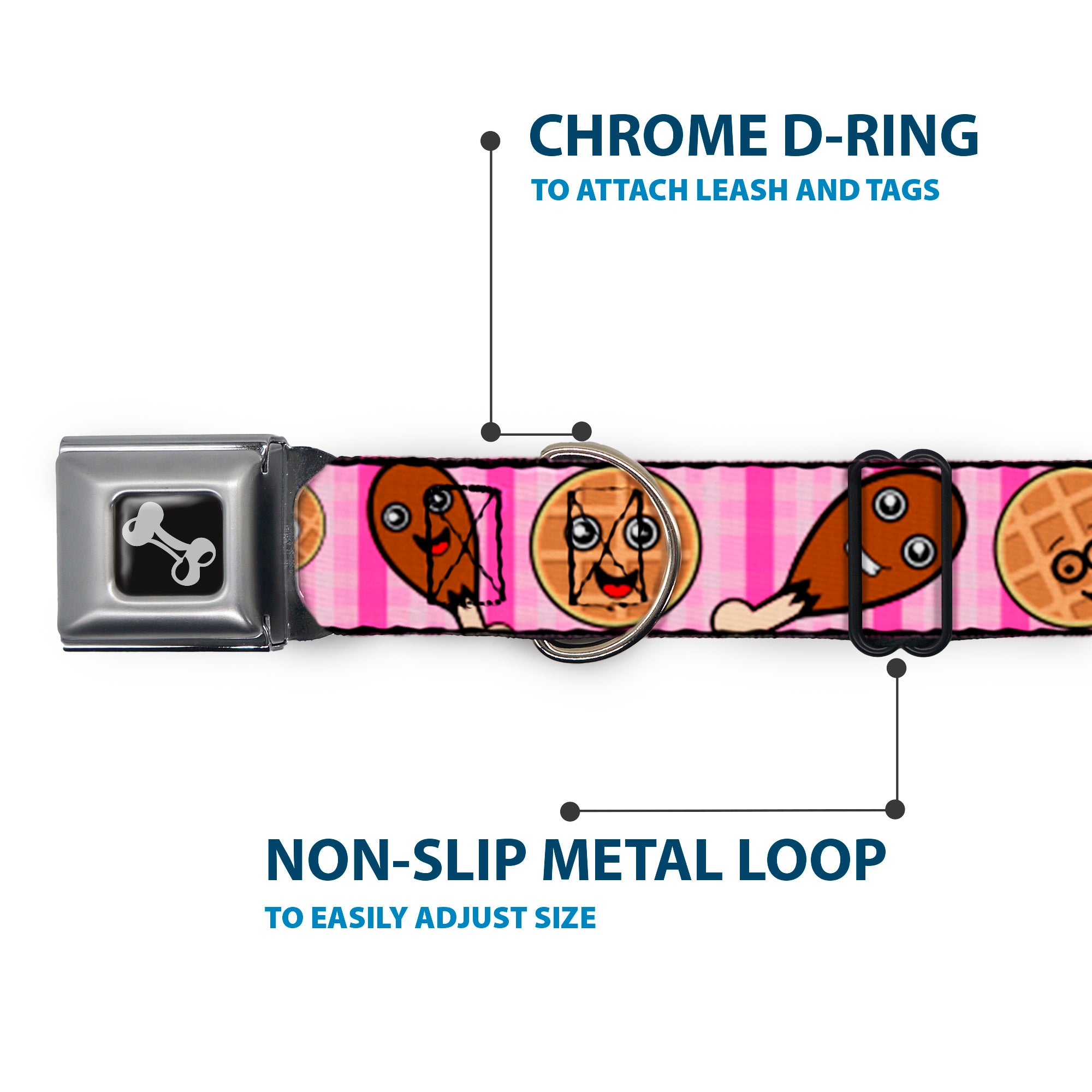 Dog Bone Seatbelt Buckle Collar - Fried Chicken & Waffles Plaid Pinks Seatbelt Buckle Collars Buckle-Down