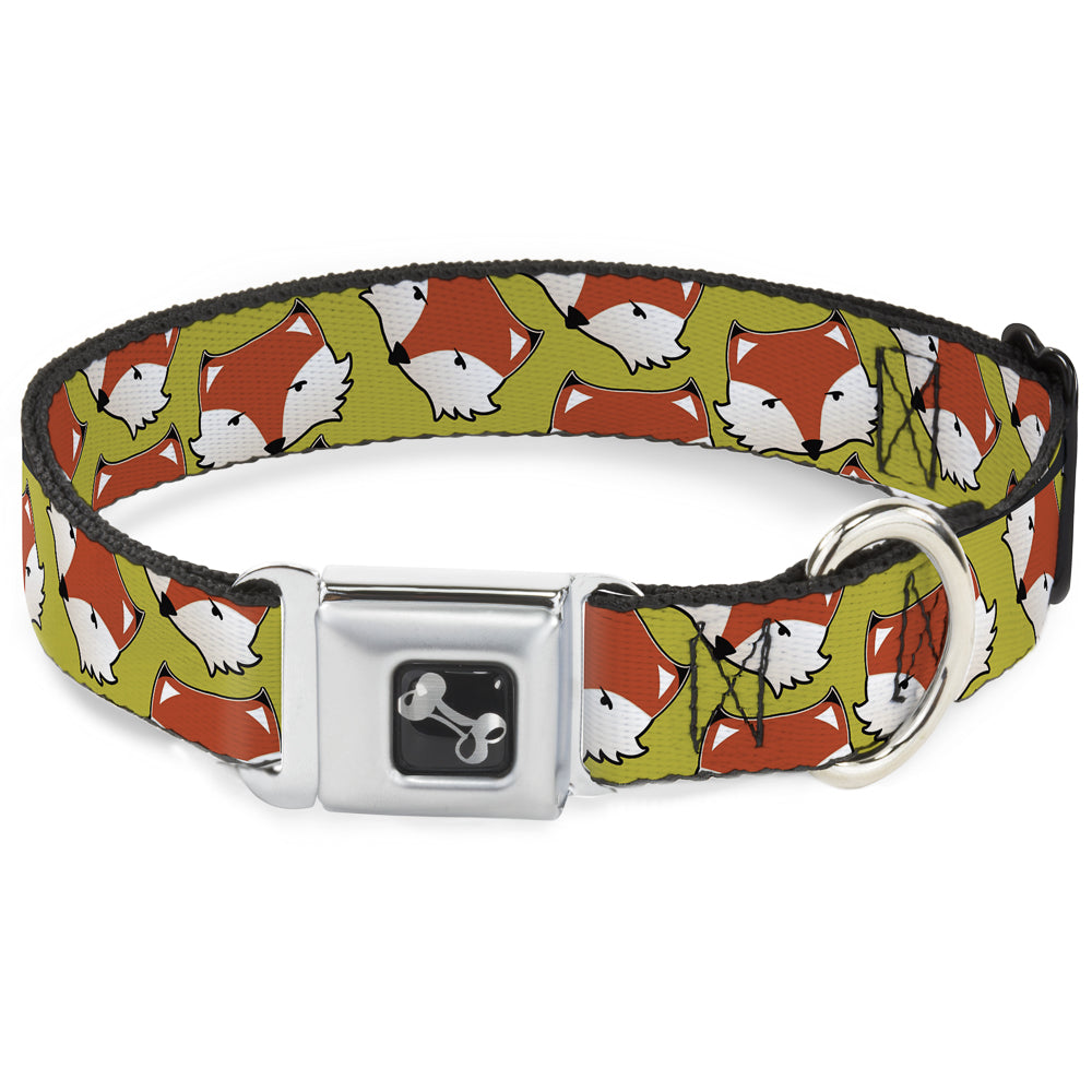 Dog Bone Seatbelt Buckle Collar - Fox Face Scattered Warm Olive Seatbelt Buckle Collars Buckle-Down