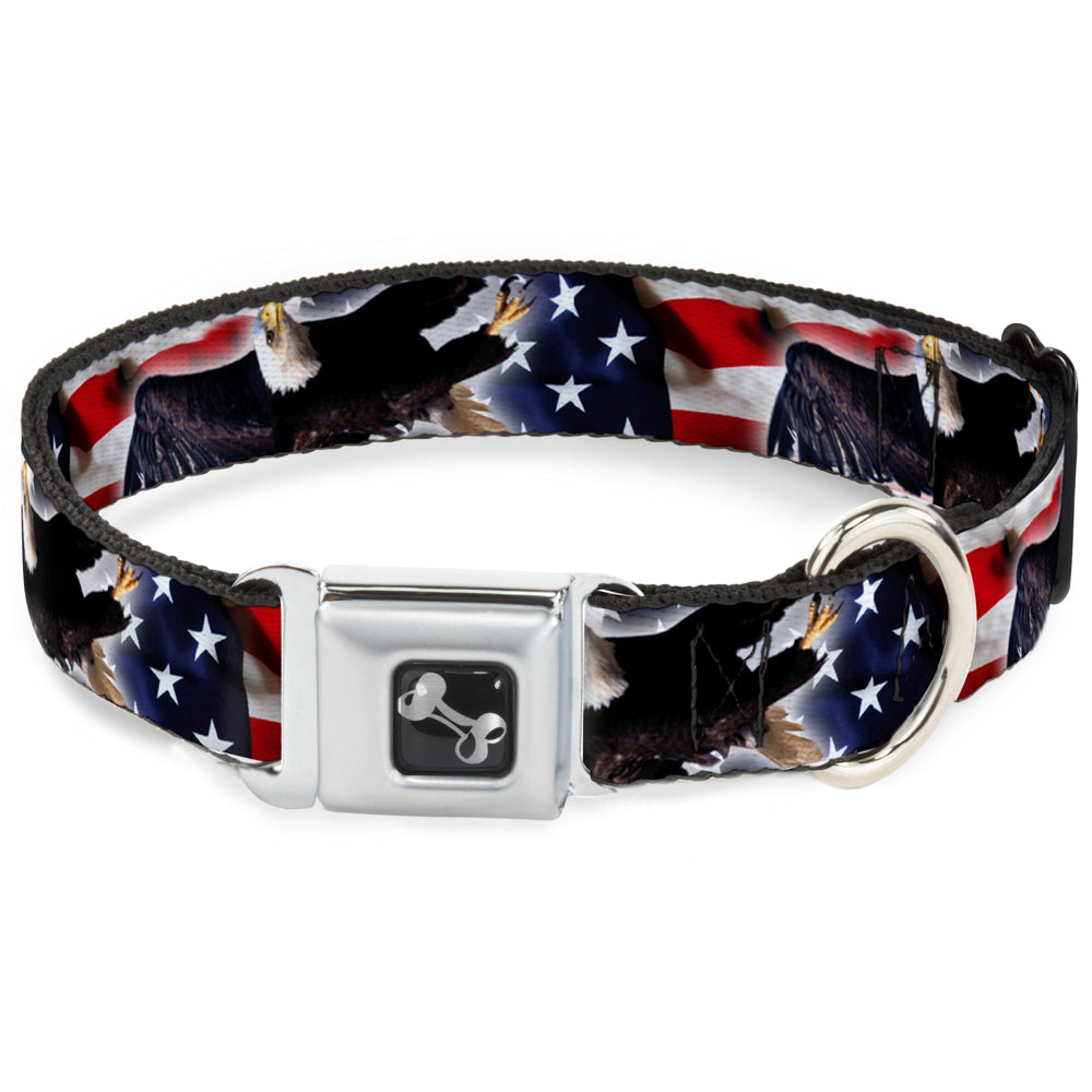 Dog Bone Seatbelt Buckle Collar - Flying Eagle/American Flag Seatbelt Buckle Collars Buckle-Down