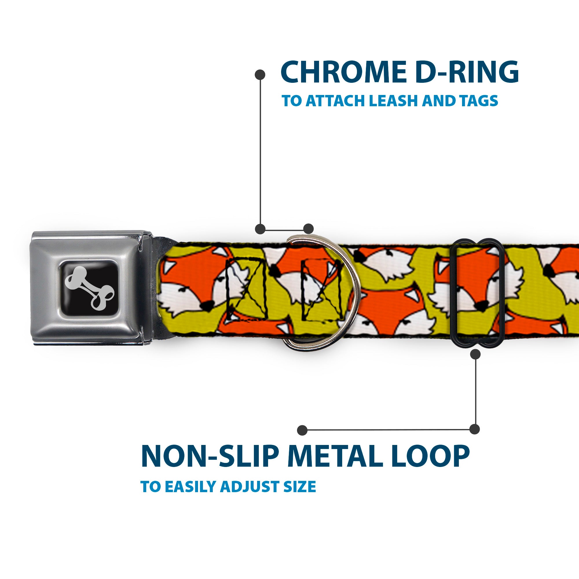 Dog Bone Seatbelt Buckle Collar - Fox Face Scattered Warm Olive2 Seatbelt Buckle Collars Buckle-Down