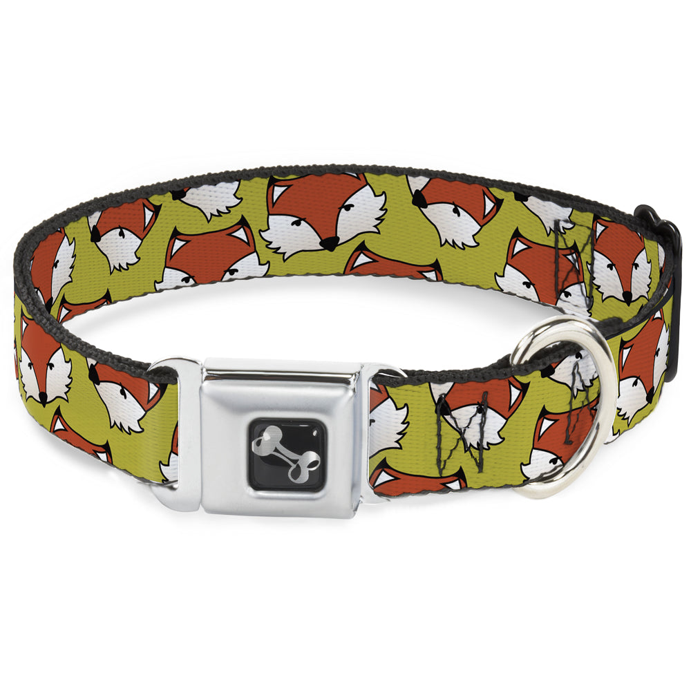 Dog Bone Seatbelt Buckle Collar - Fox Face Scattered Warm Olive2 Seatbelt Buckle Collars Buckle-Down