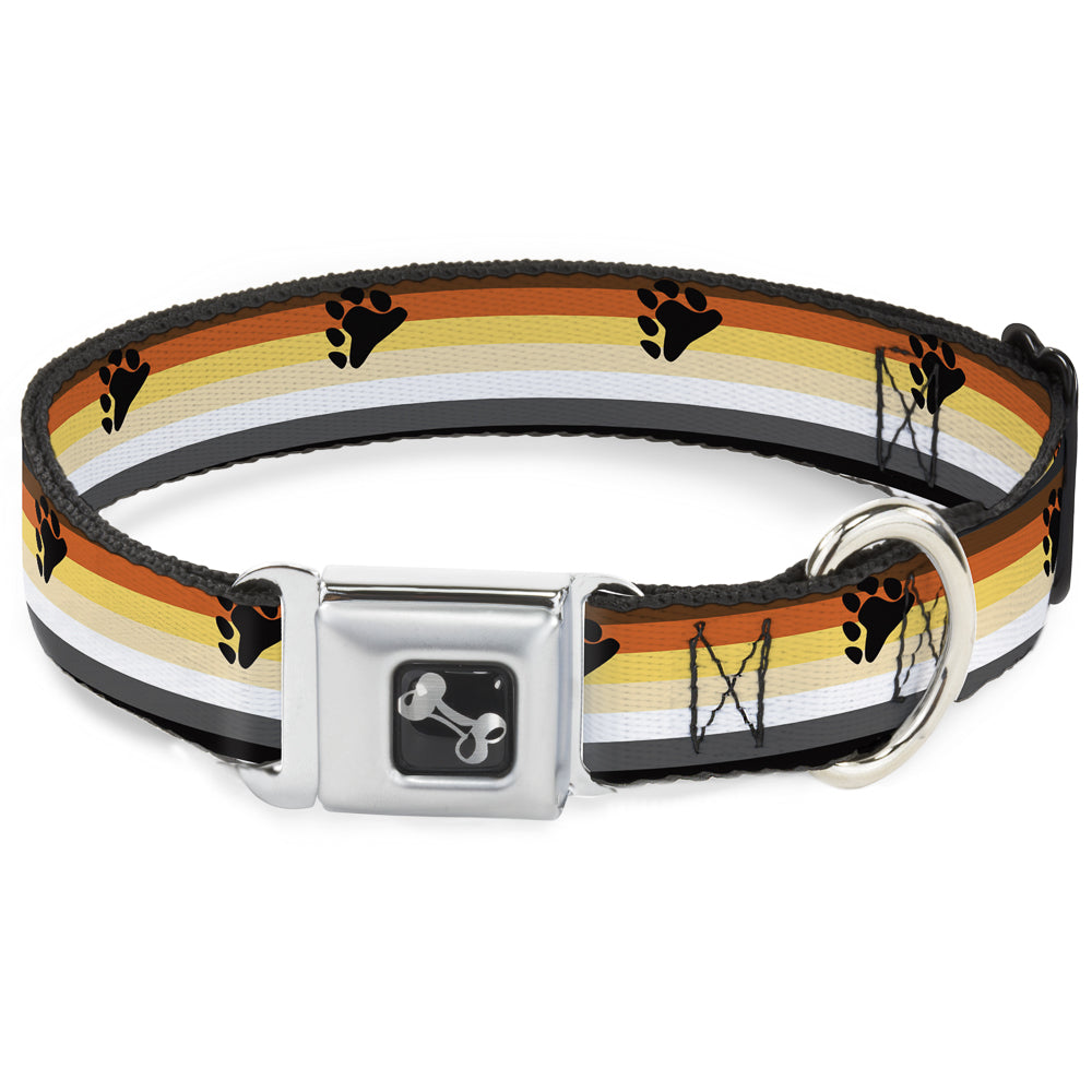 Dog Bone Black/Silver Seatbelt Buckle Collar - Flag Bear Pride2 Black/Brown/Orange/Yellow/Tan/White/Gray/Black Seatbelt Buckle Collars Buckle-Down