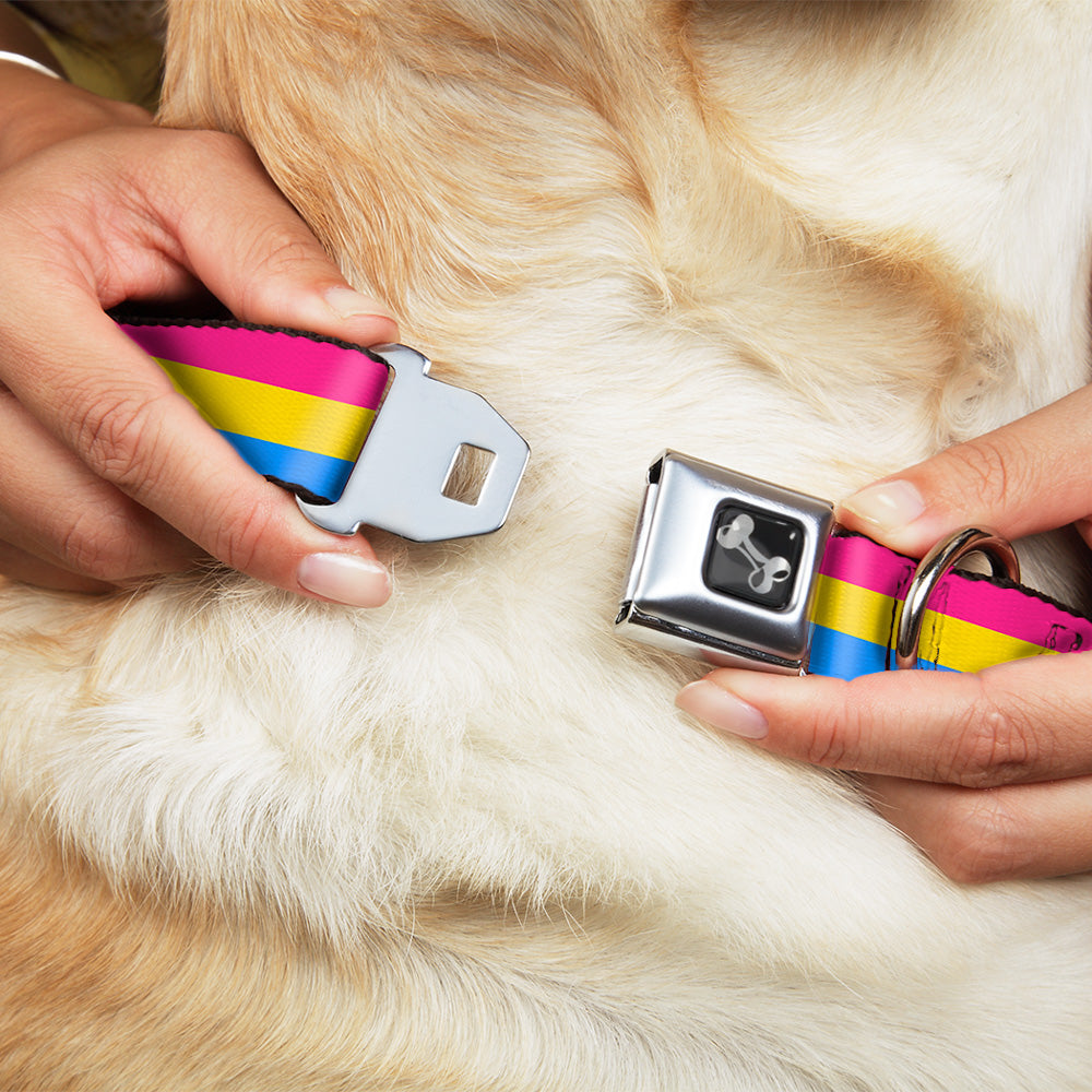Dog Bone Seatbelt Buckle Collar - Flag Pansexual Pink/Yellow/Blue Seatbelt Buckle Collars Buckle-Down