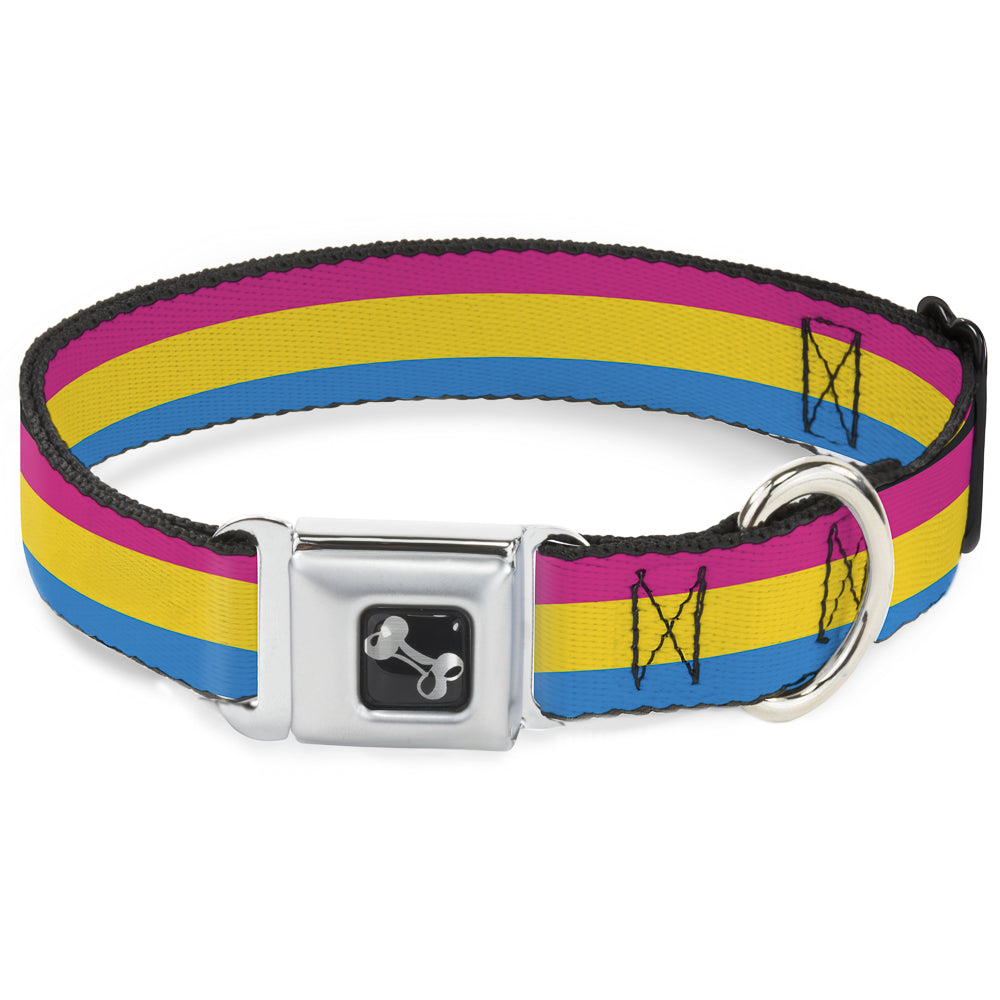 Dog Bone Seatbelt Buckle Collar - Flag Pansexual Pink/Yellow/Blue Seatbelt Buckle Collars Buckle-Down