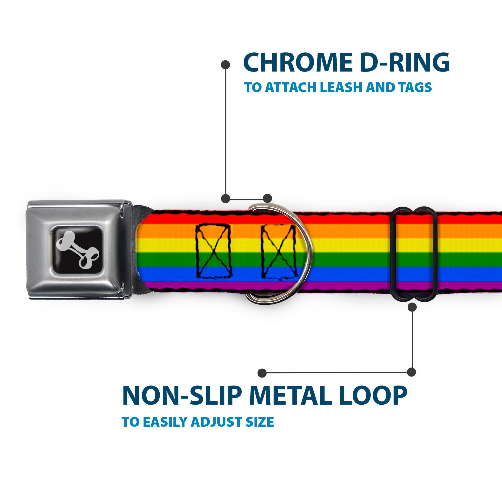 Dog Bone Seatbelt Buckle Collar - Flag Pride Rainbow Seatbelt Buckle Collars Buckle-Down