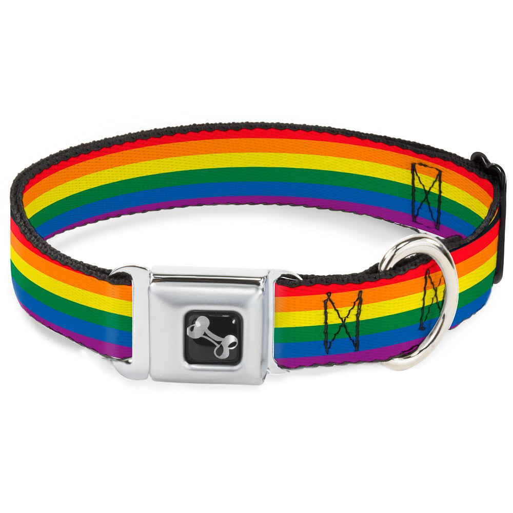 Dog Bone Seatbelt Buckle Collar - Flag Pride Rainbow Seatbelt Buckle Collars Buckle-Down