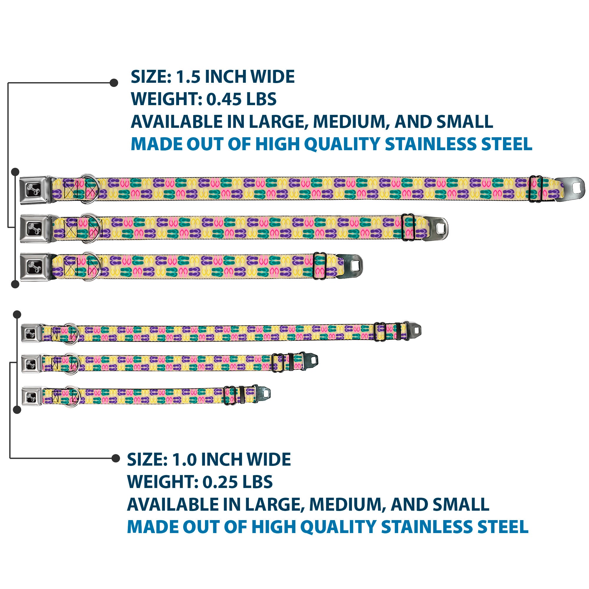 Dog Bone Seatbelt Buckle Collar - Flip Flops4 Sand/Multi Color Seatbelt Buckle Collars Buckle-Down