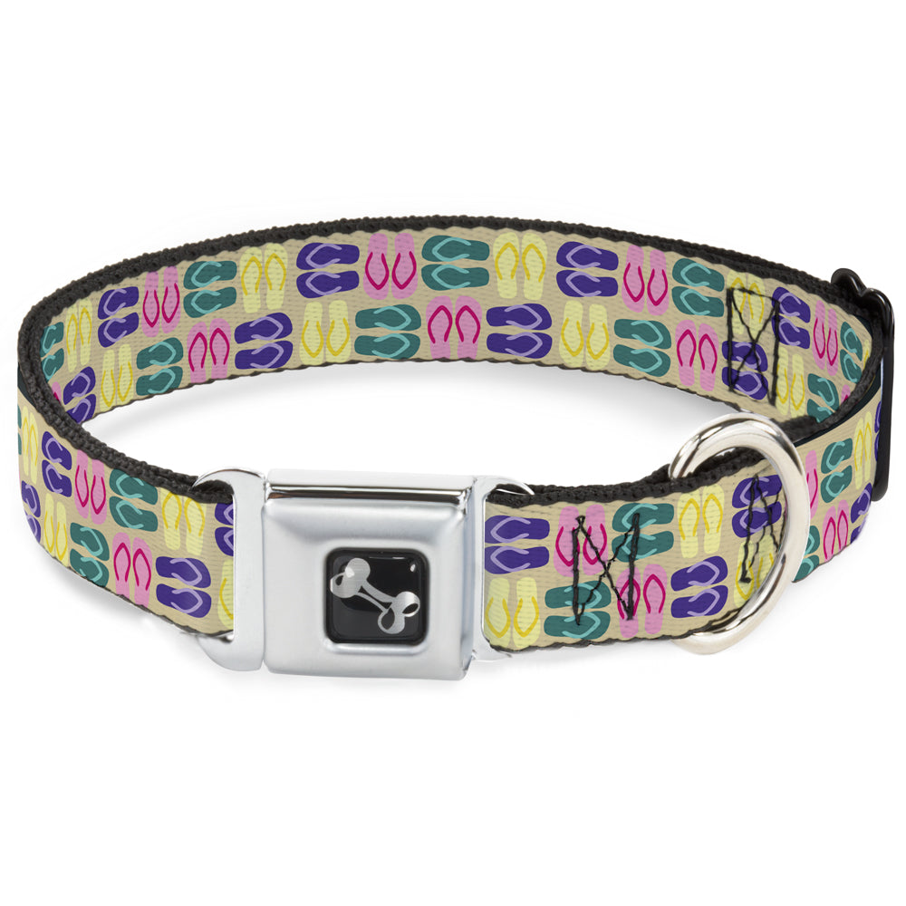 Dog Bone Seatbelt Buckle Collar - Flip Flops4 Sand/Multi Color Seatbelt Buckle Collars Buckle-Down