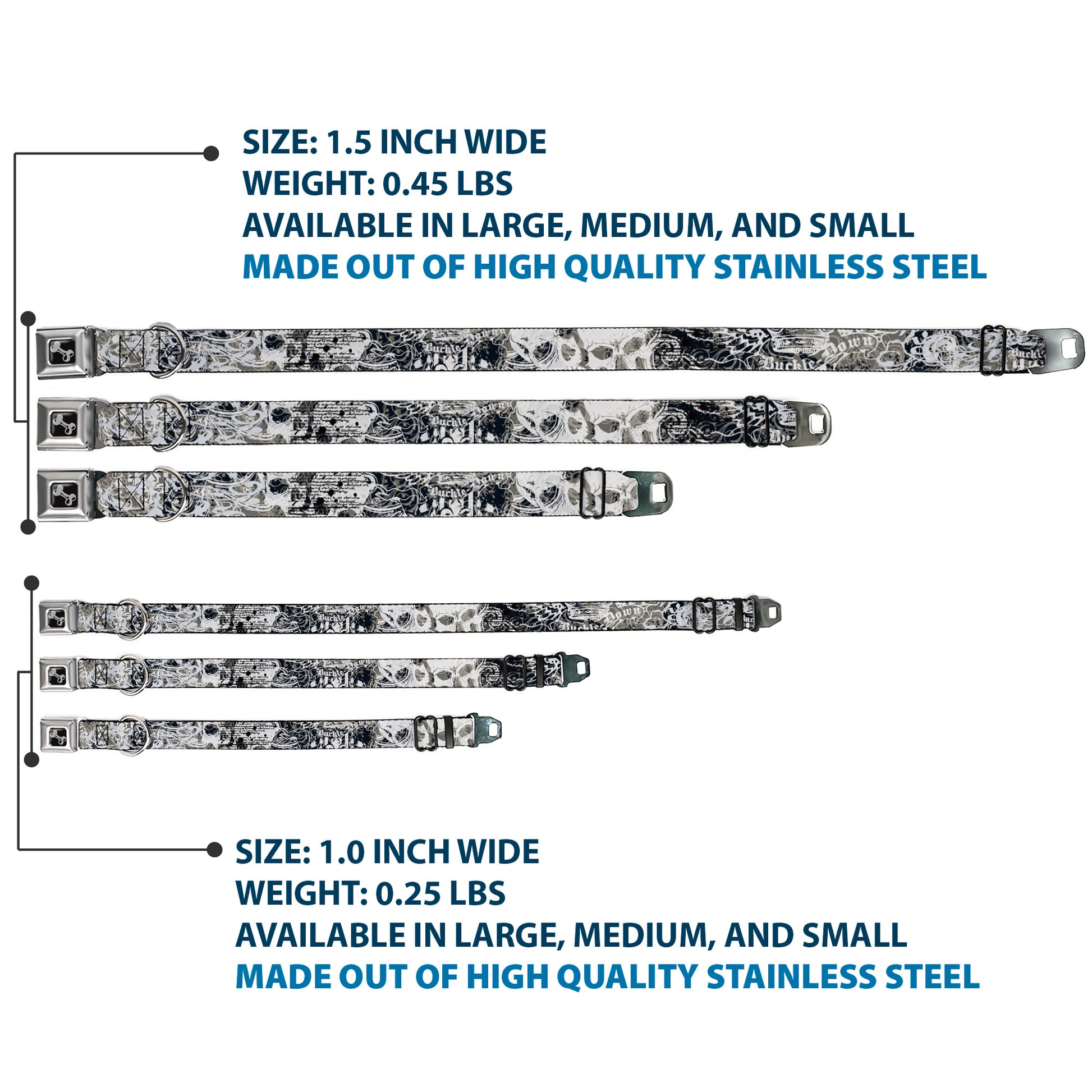 Dog Bone Seatbelt Buckle Collar - Gothic 1 Seatbelt Buckle Collars Buckle-Down