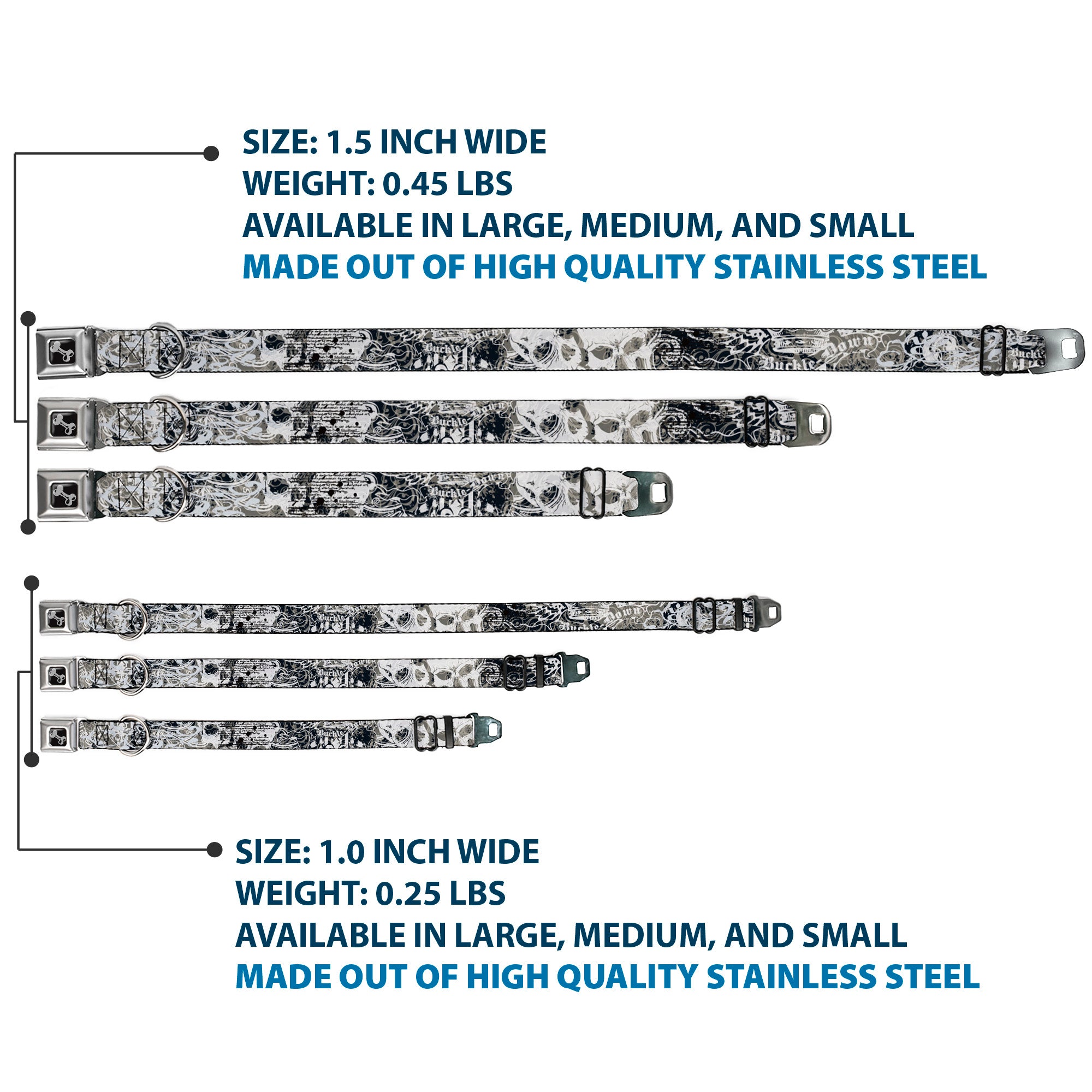 Dog Bone Seatbelt Buckle Collar - Gothic 1 Seatbelt Buckle Collars Buckle-Down