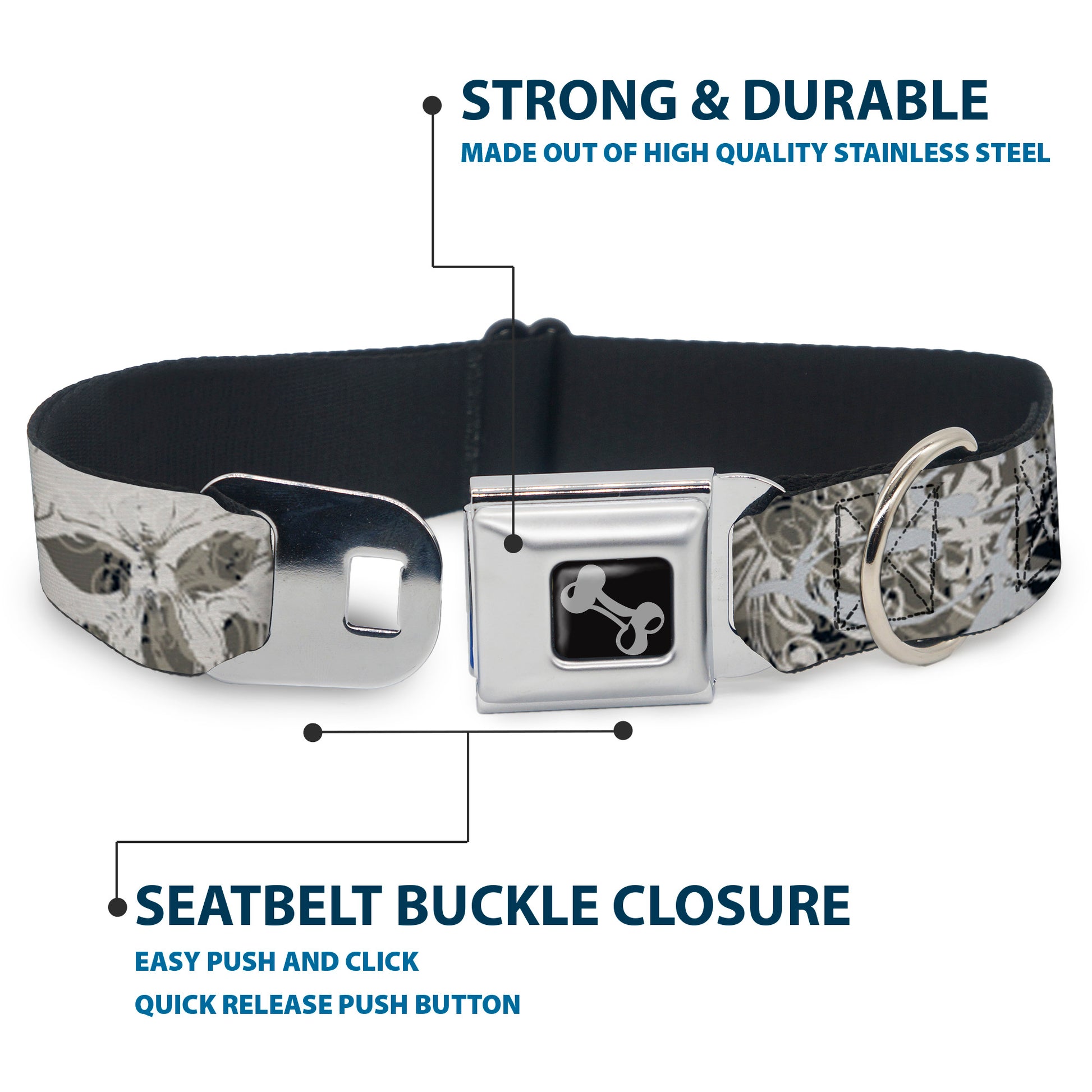 Dog Bone Seatbelt Buckle Collar - Gothic 1 Seatbelt Buckle Collars Buckle-Down