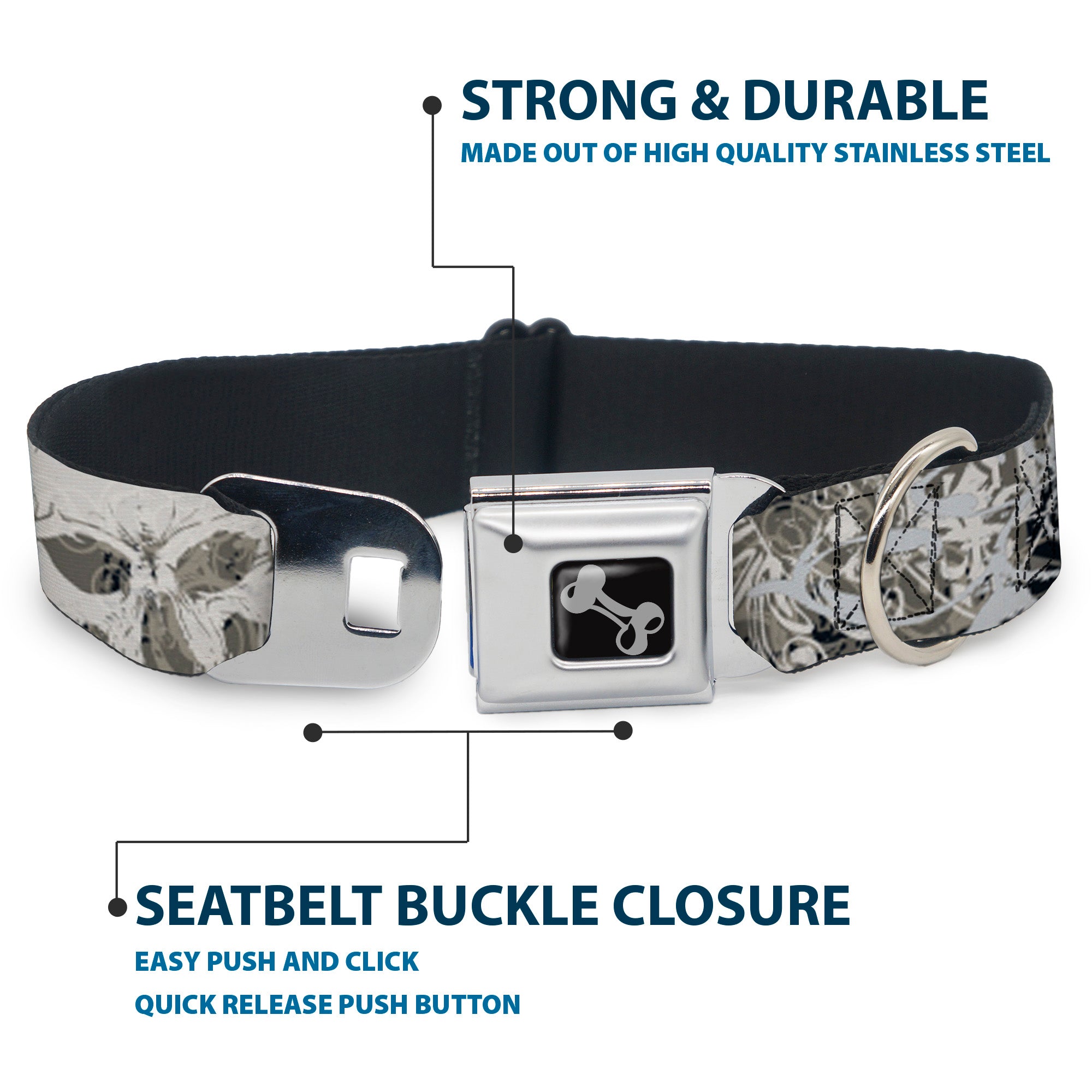 Dog Bone Seatbelt Buckle Collar - Gothic 1 Seatbelt Buckle Collars Buckle-Down