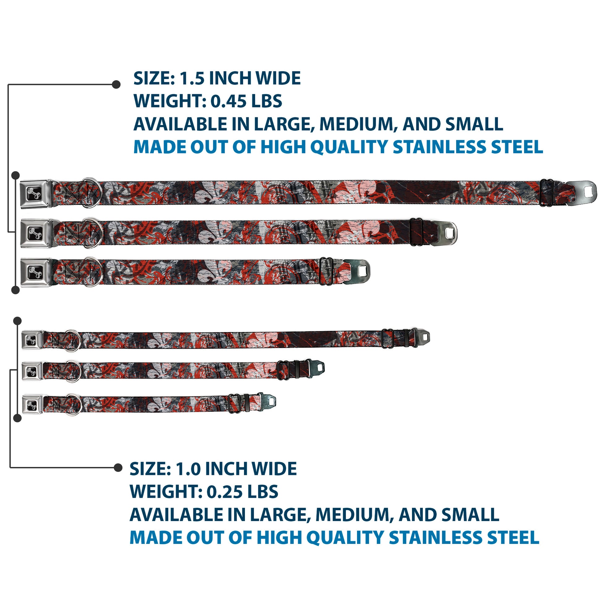 Dog Bone Seatbelt Buckle Collar - Gothic 3 Seatbelt Buckle Collars Buckle-Down