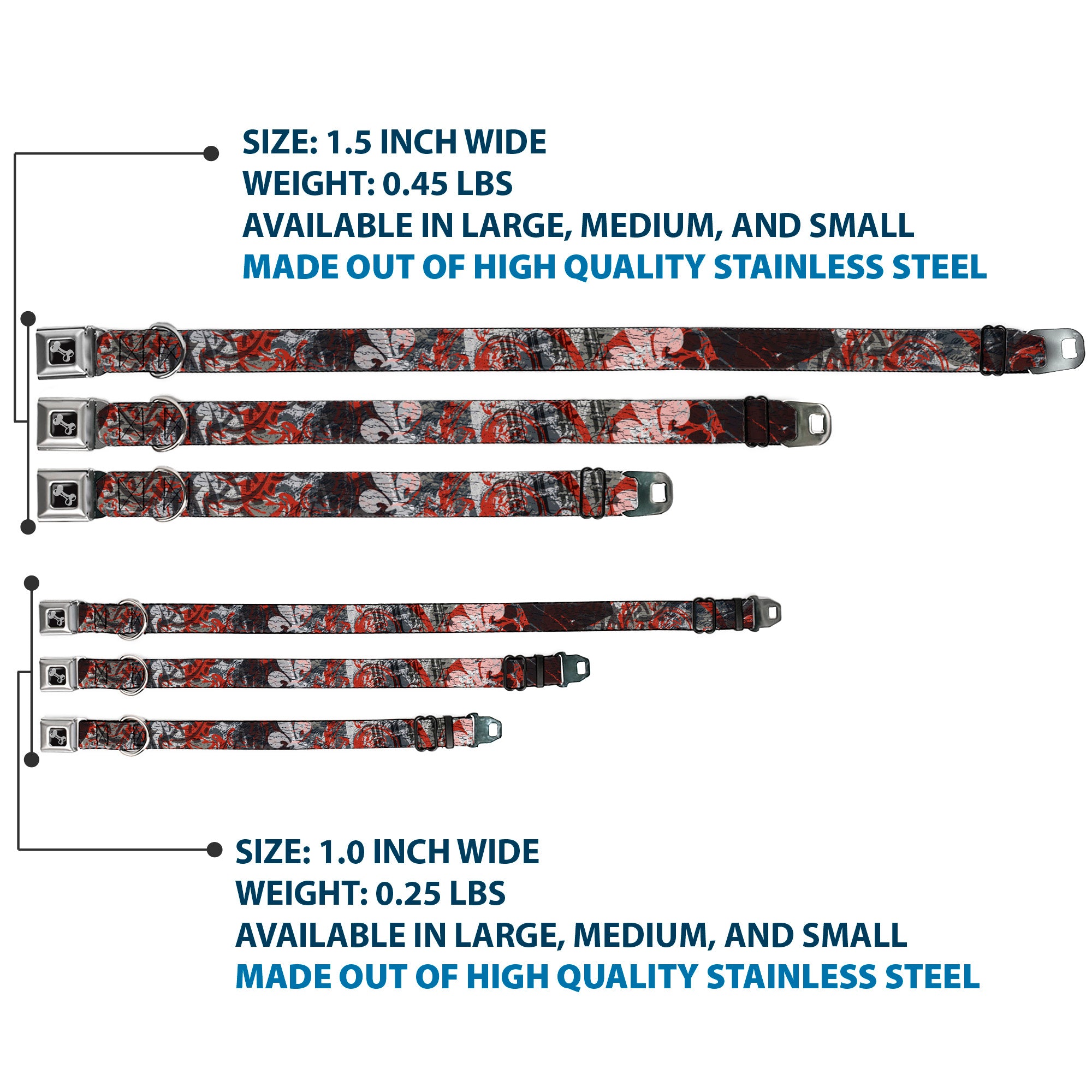 Dog Bone Seatbelt Buckle Collar - Gothic 3 Seatbelt Buckle Collars Buckle-Down