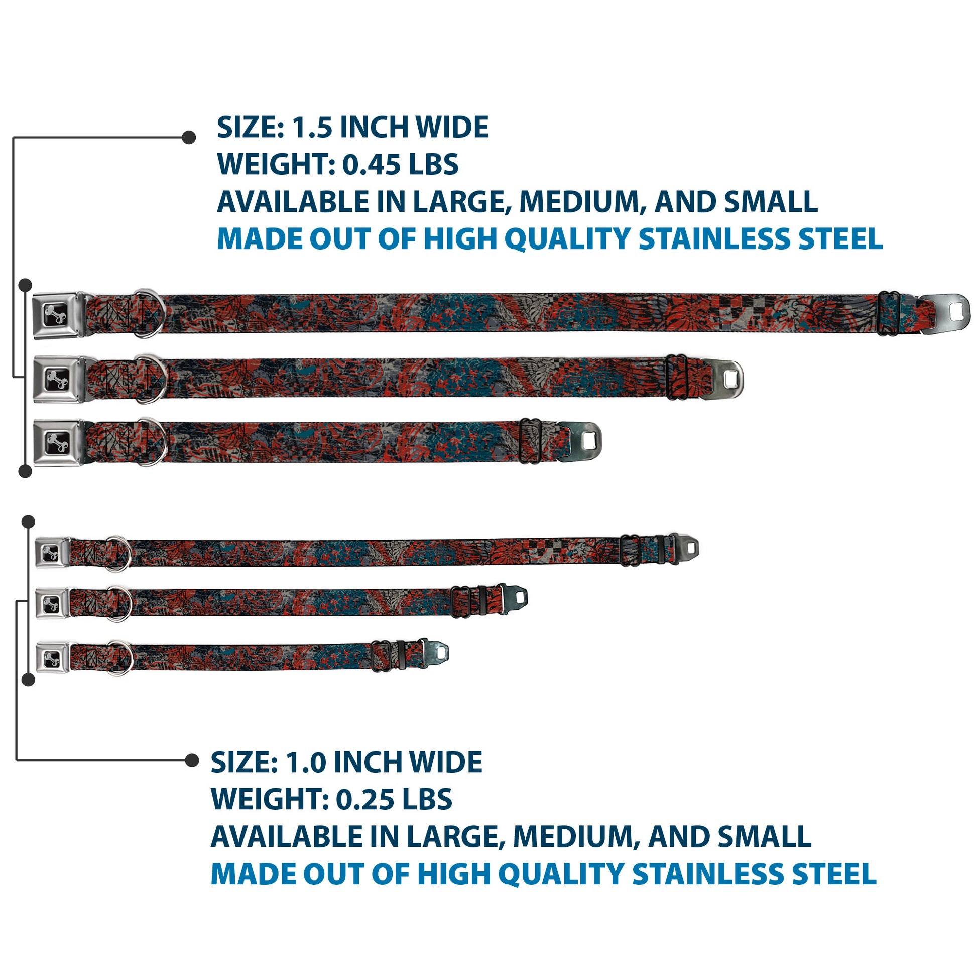 Dog Bone Seatbelt Buckle Collar - Gothic 4 Seatbelt Buckle Collars Buckle-Down