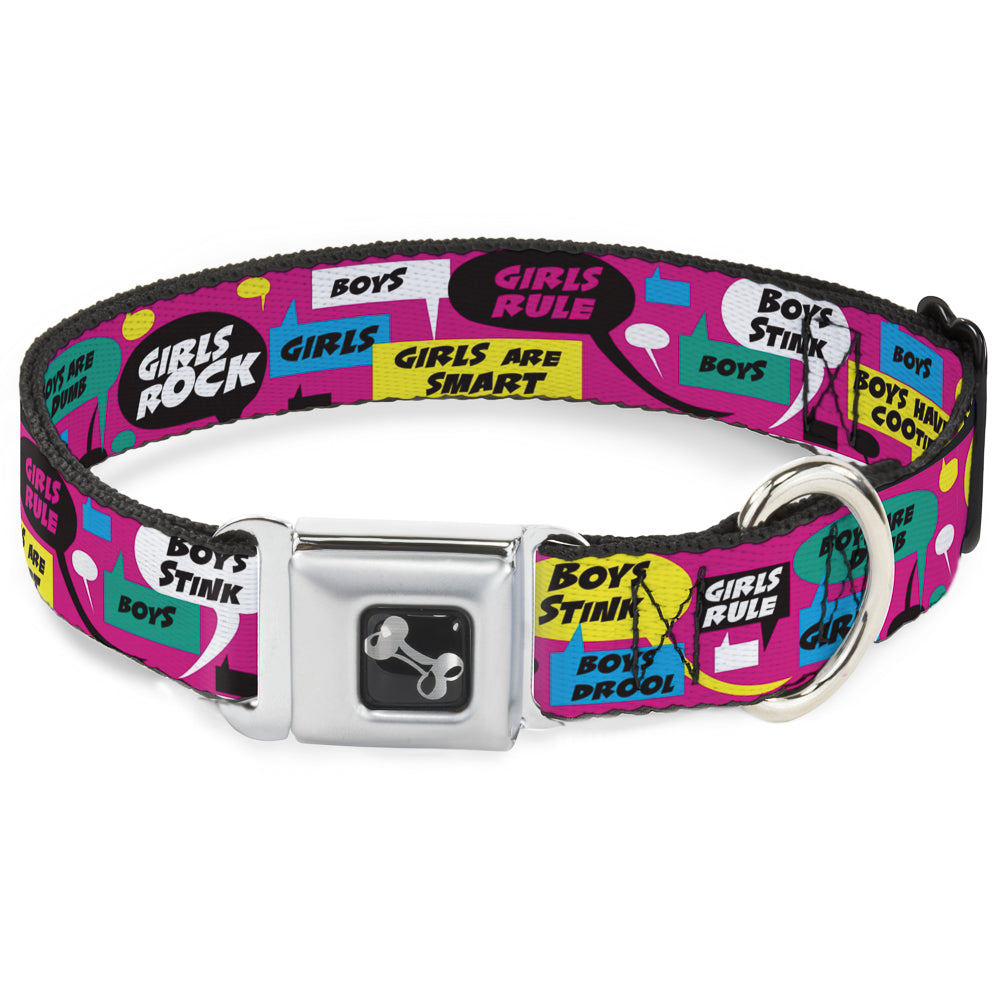 Dog Bone Seatbelt Buckle Collar - Girls Rule Bubbles Seatbelt Buckle Collars Buckle-Down