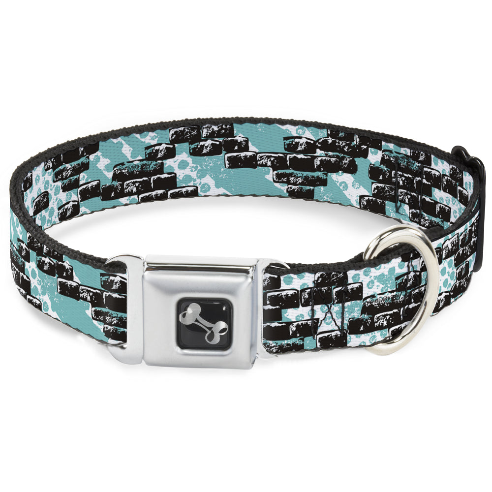 Dog Bone Seatbelt Buckle Collar - Grunge Bricks Green Seatbelt Buckle Collars Buckle-Down