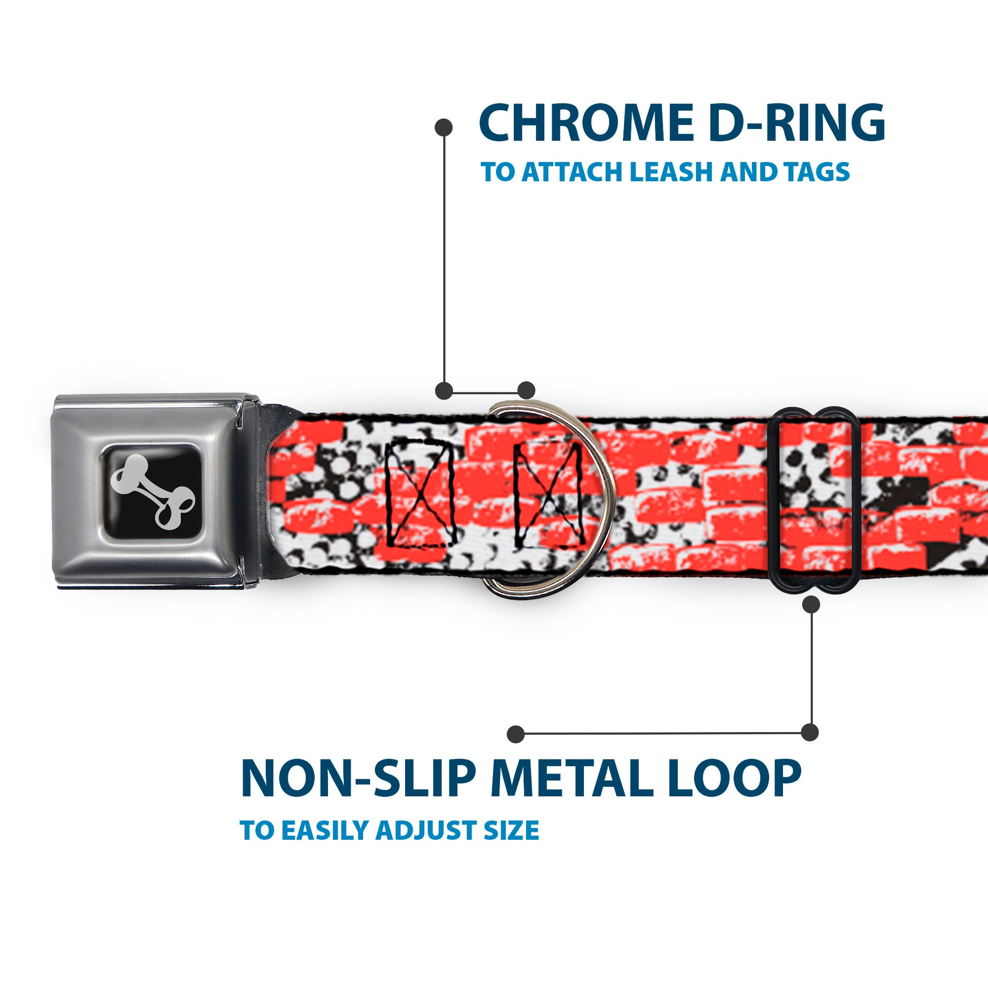 Dog Bone Seatbelt Buckle Collar - Grunge Bricks Orange Seatbelt Buckle Collars Buckle-Down