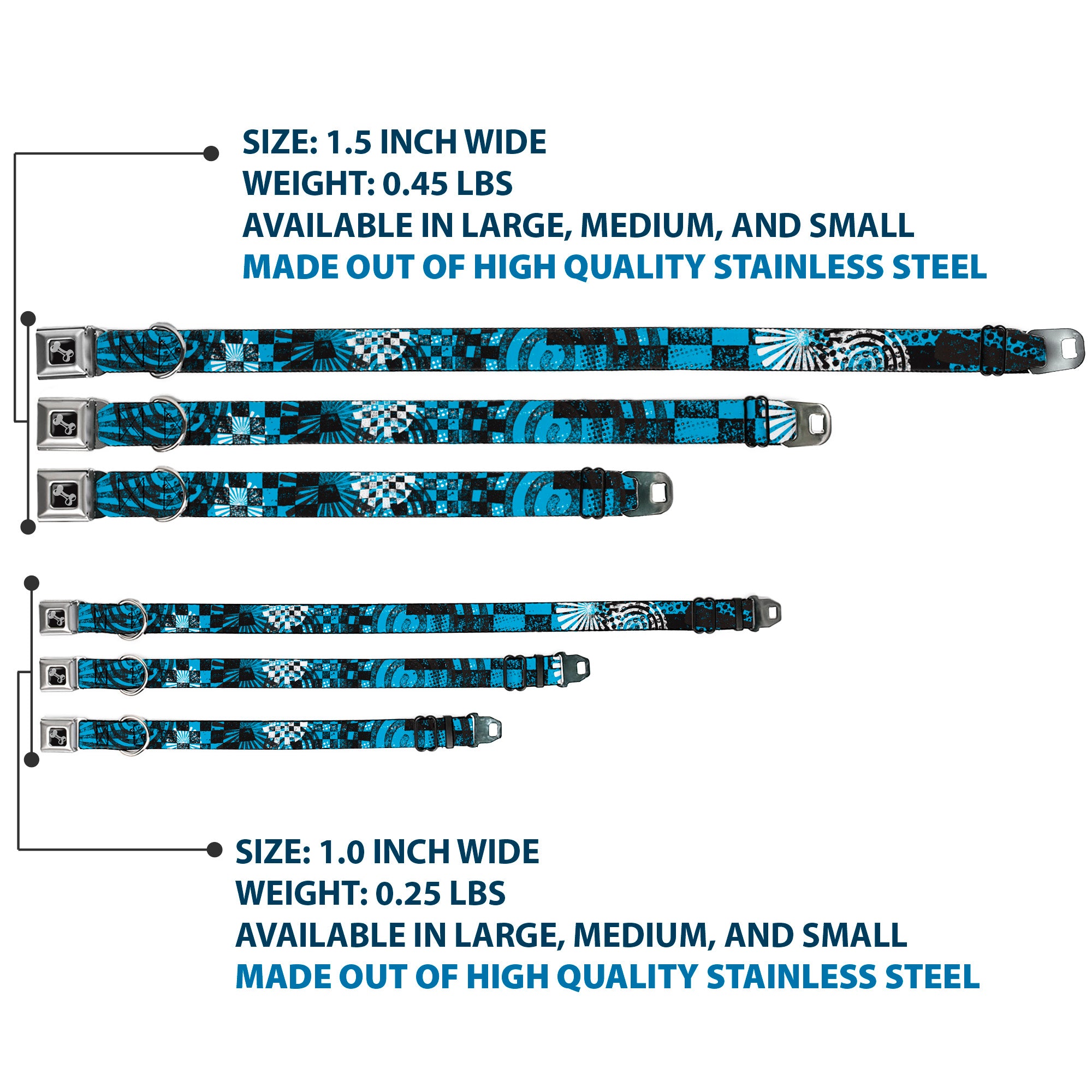 Dog Bone Seatbelt Buckle Collar - Grunge Chaos Blue Seatbelt Buckle Collars Buckle-Down