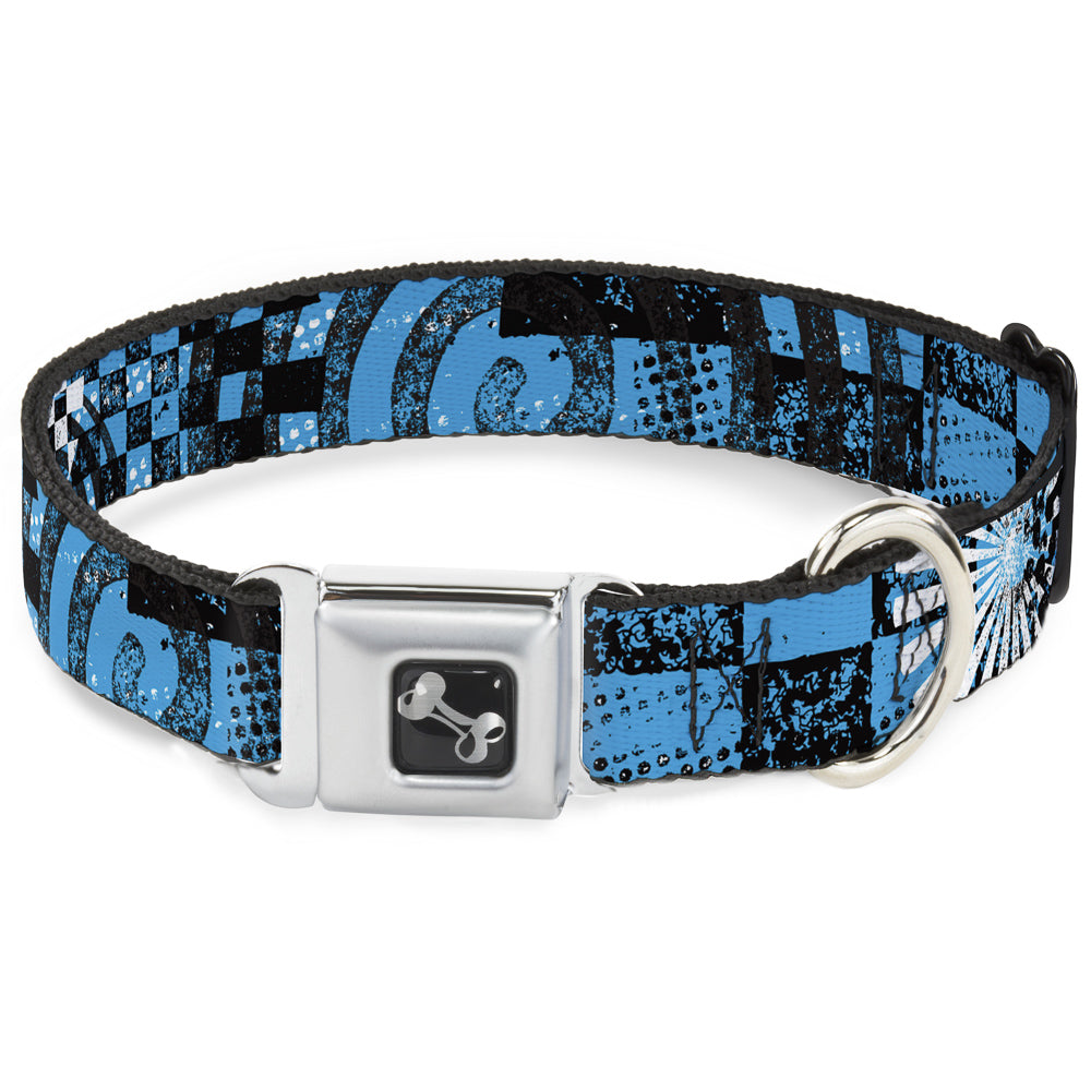 Dog Bone Seatbelt Buckle Collar - Grunge Chaos Blue Seatbelt Buckle Collars Buckle-Down