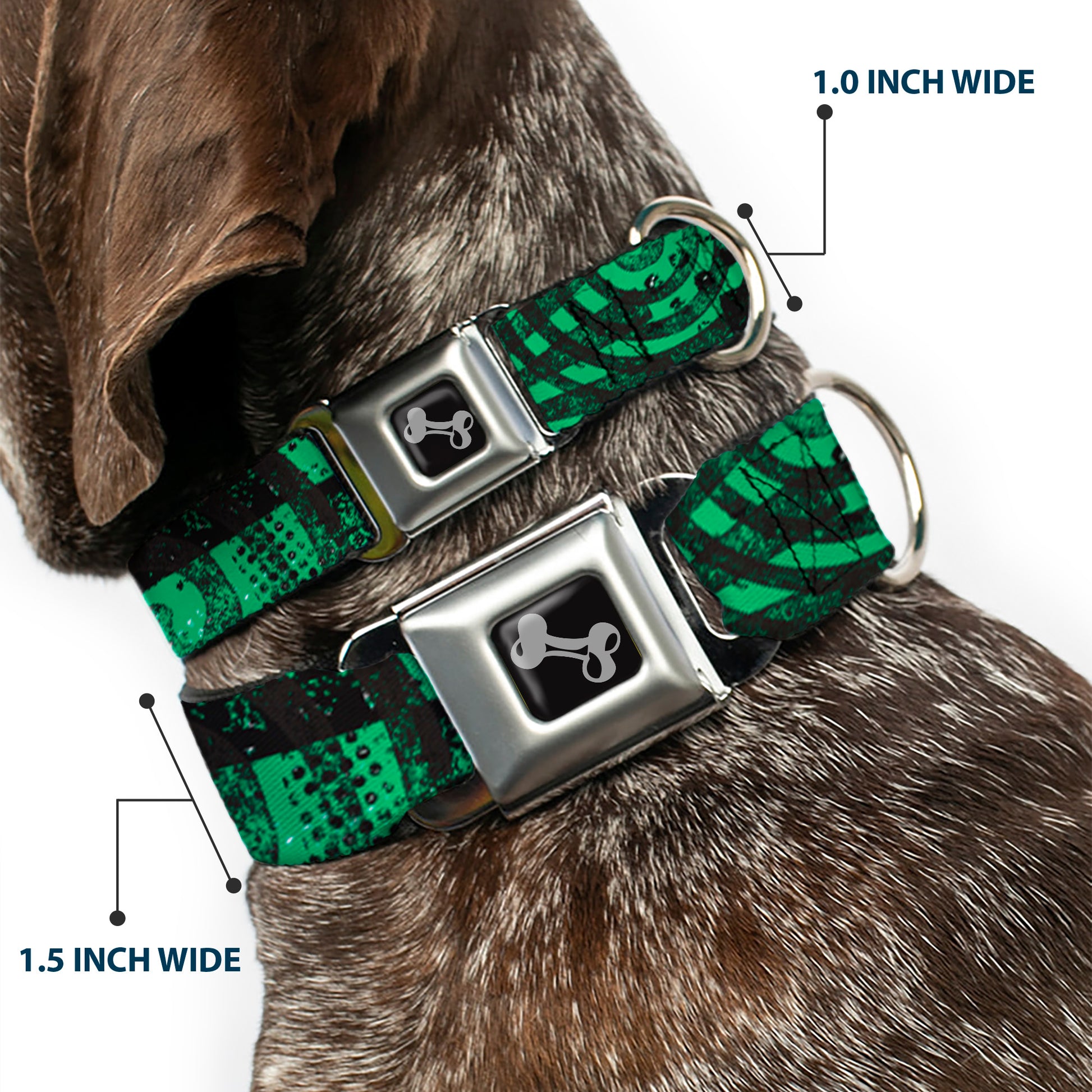Dog Bone Seatbelt Buckle Collar - Grunge Chaos Green Seatbelt Buckle Collars Buckle-Down