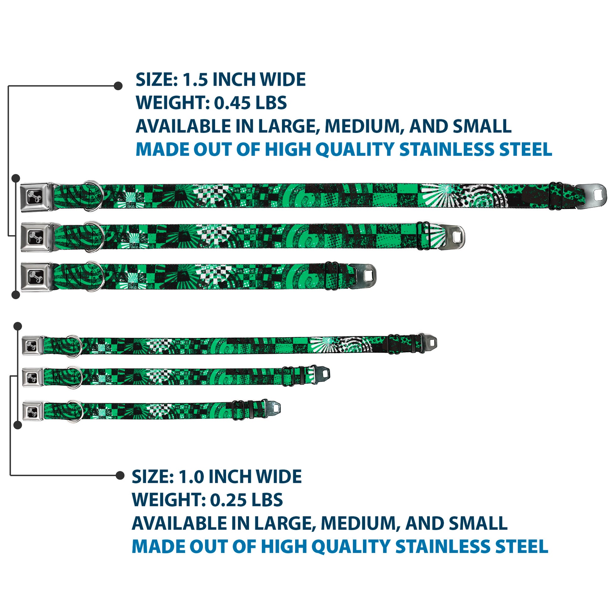 Dog Bone Seatbelt Buckle Collar - Grunge Chaos Green Seatbelt Buckle Collars Buckle-Down