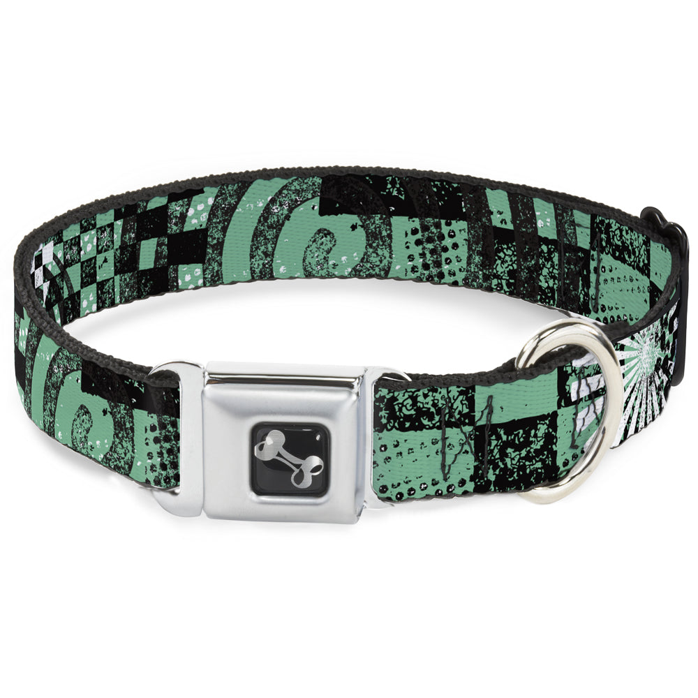 Dog Bone Seatbelt Buckle Collar - Grunge Chaos Green Seatbelt Buckle Collars Buckle-Down