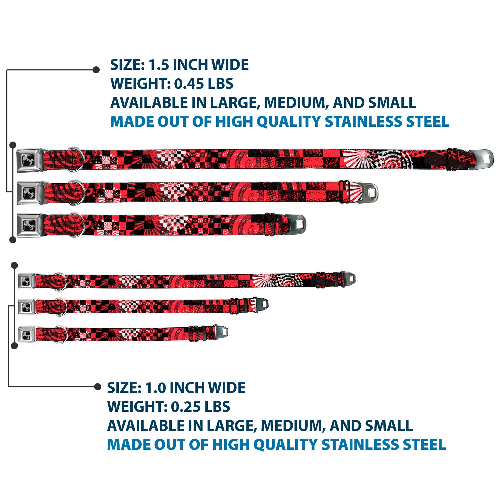 Dog Bone Seatbelt Buckle Collar - Grunge Chaos Red Seatbelt Buckle Collars Buckle-Down