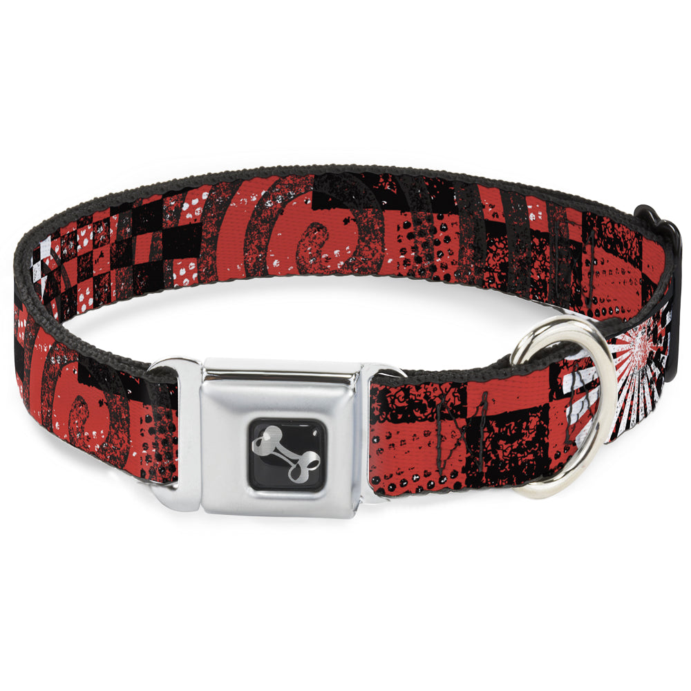 Dog Bone Seatbelt Buckle Collar - Grunge Chaos Red Seatbelt Buckle Collars Buckle-Down