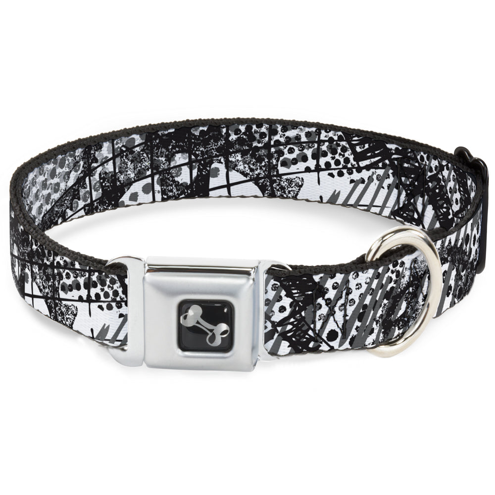Dog Bone Seatbelt Buckle Collar - Grunge Gears Black/White Seatbelt Buckle Collars Buckle-Down