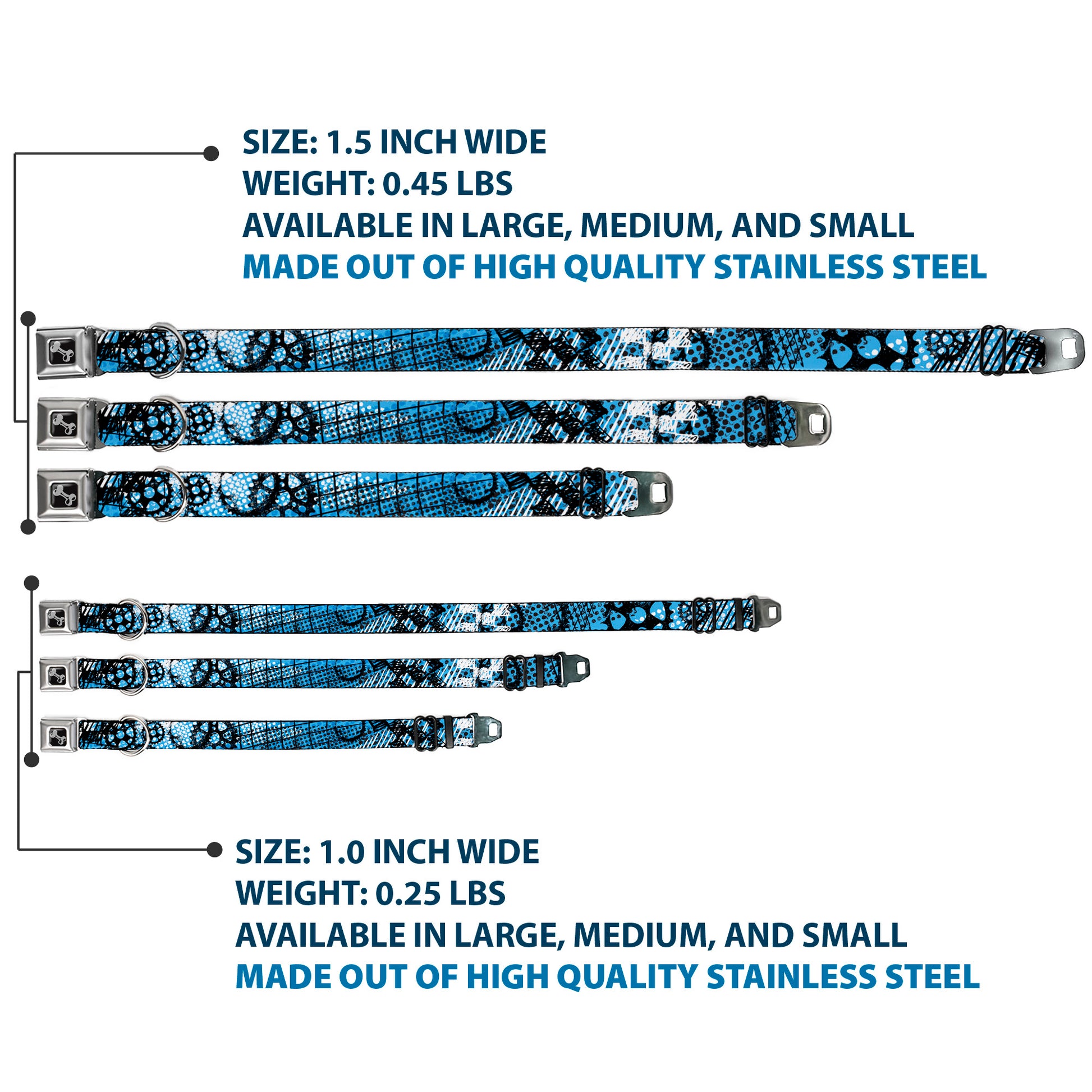 Dog Bone Seatbelt Buckle Collar - Grunge Gears Blue Seatbelt Buckle Collars Buckle-Down